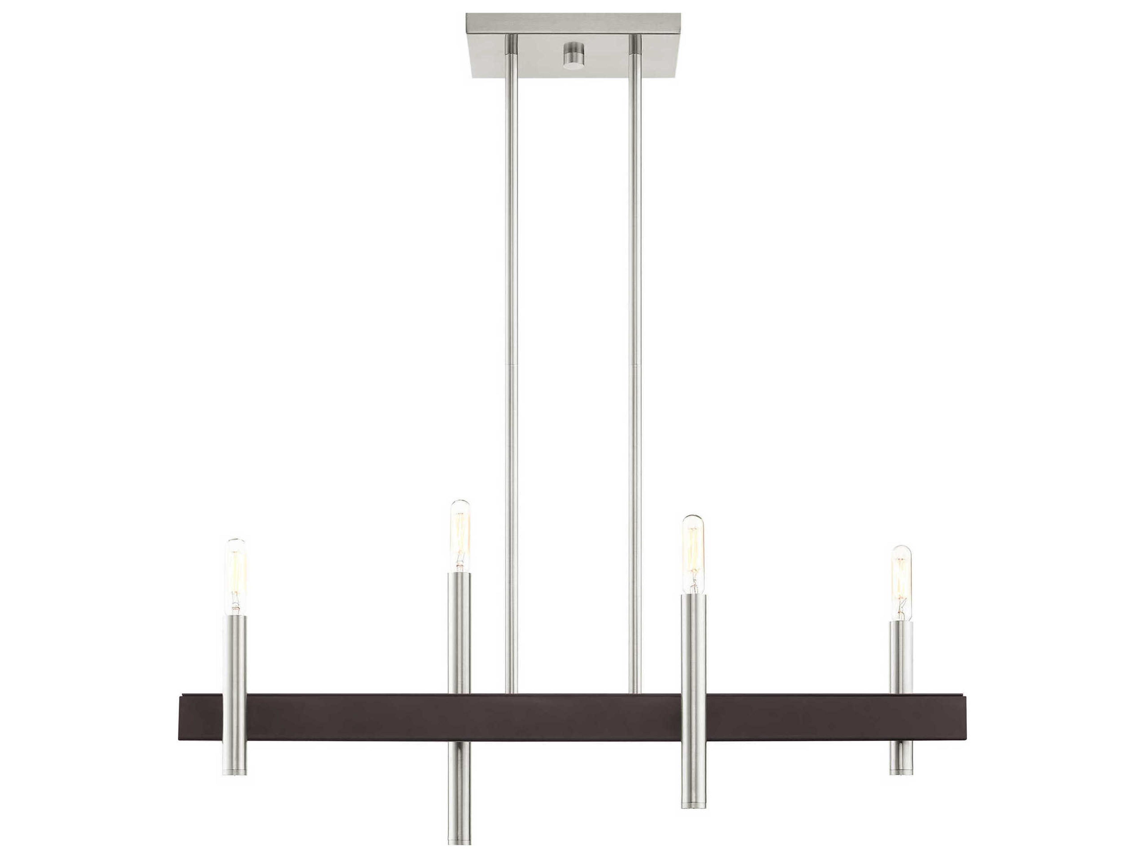 Livex Lighting Denmark 4-Light Brushed Nickel Bronze Linear Island Pendant