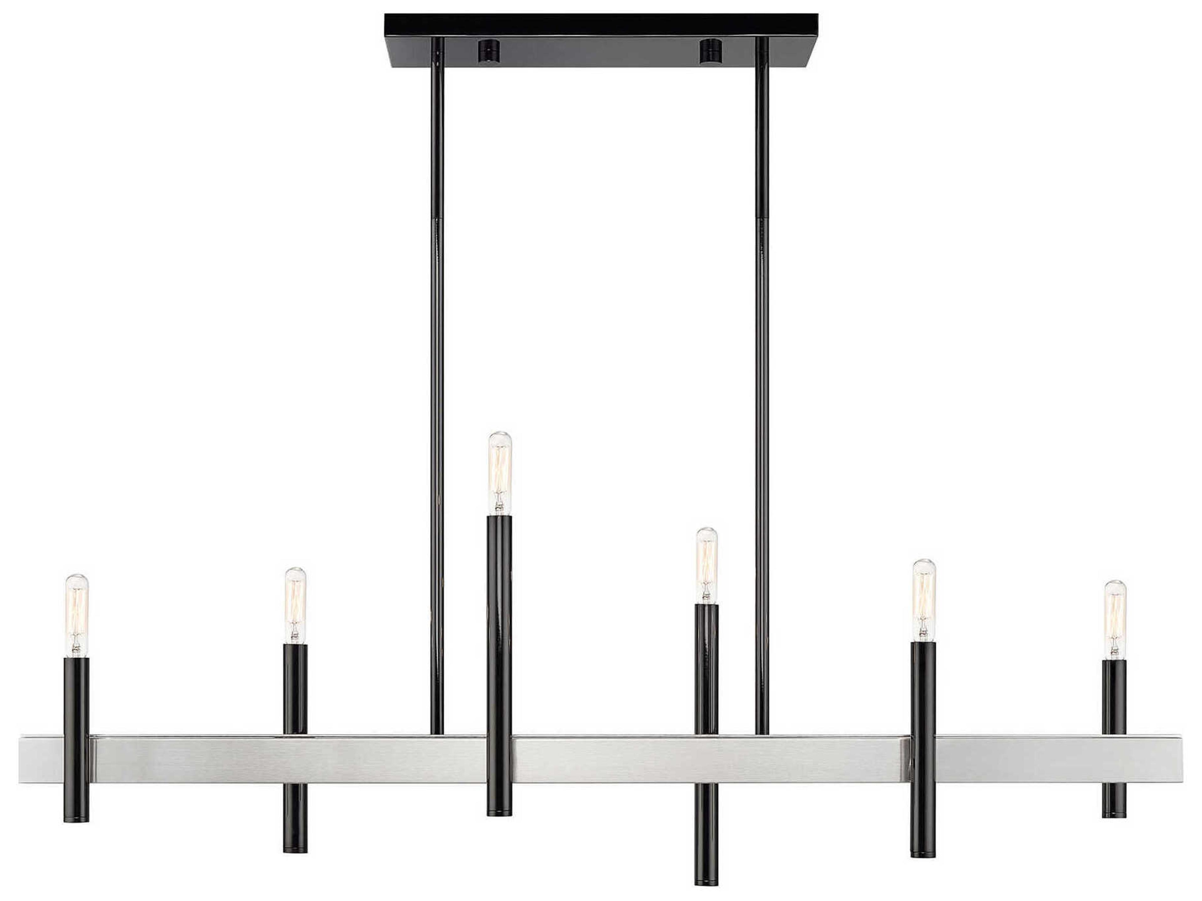 Livex Lighting Denmark 6-Light Black Chrome Brushed Nickel Island Pendant