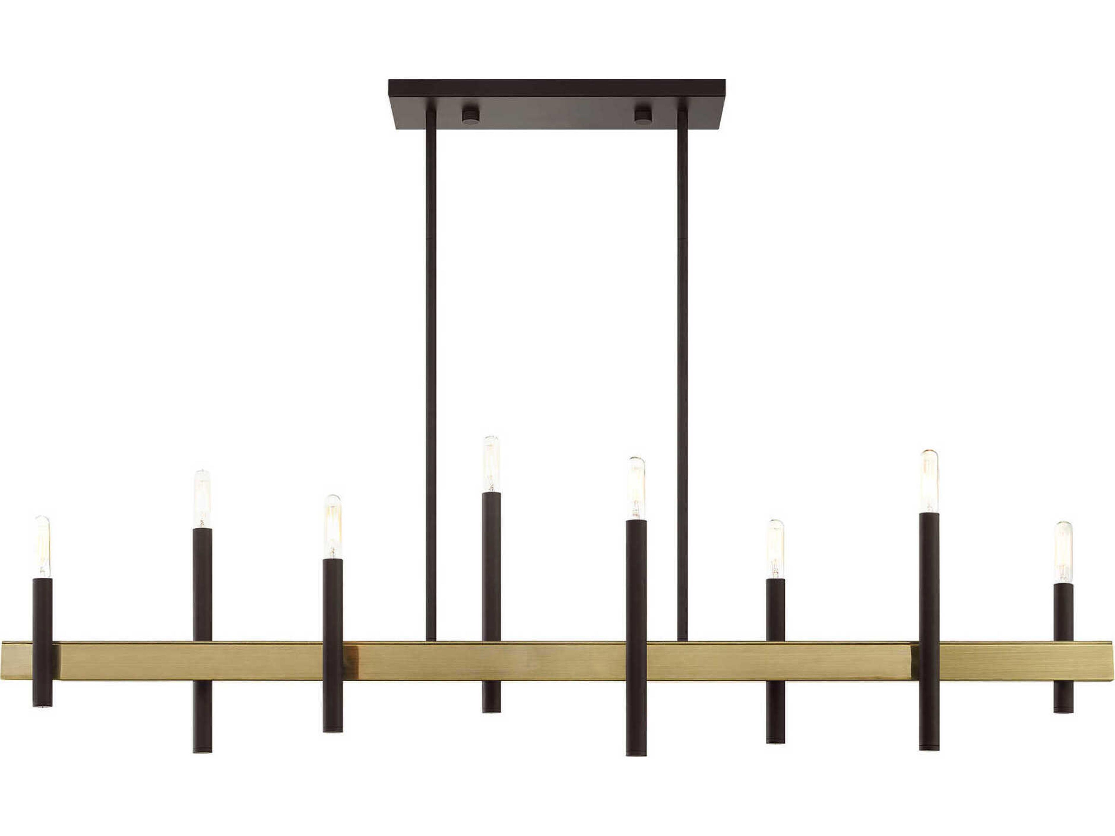 Livex Lighting Denmark 8-Light Bronze Antique Brass Linear Island Pendant