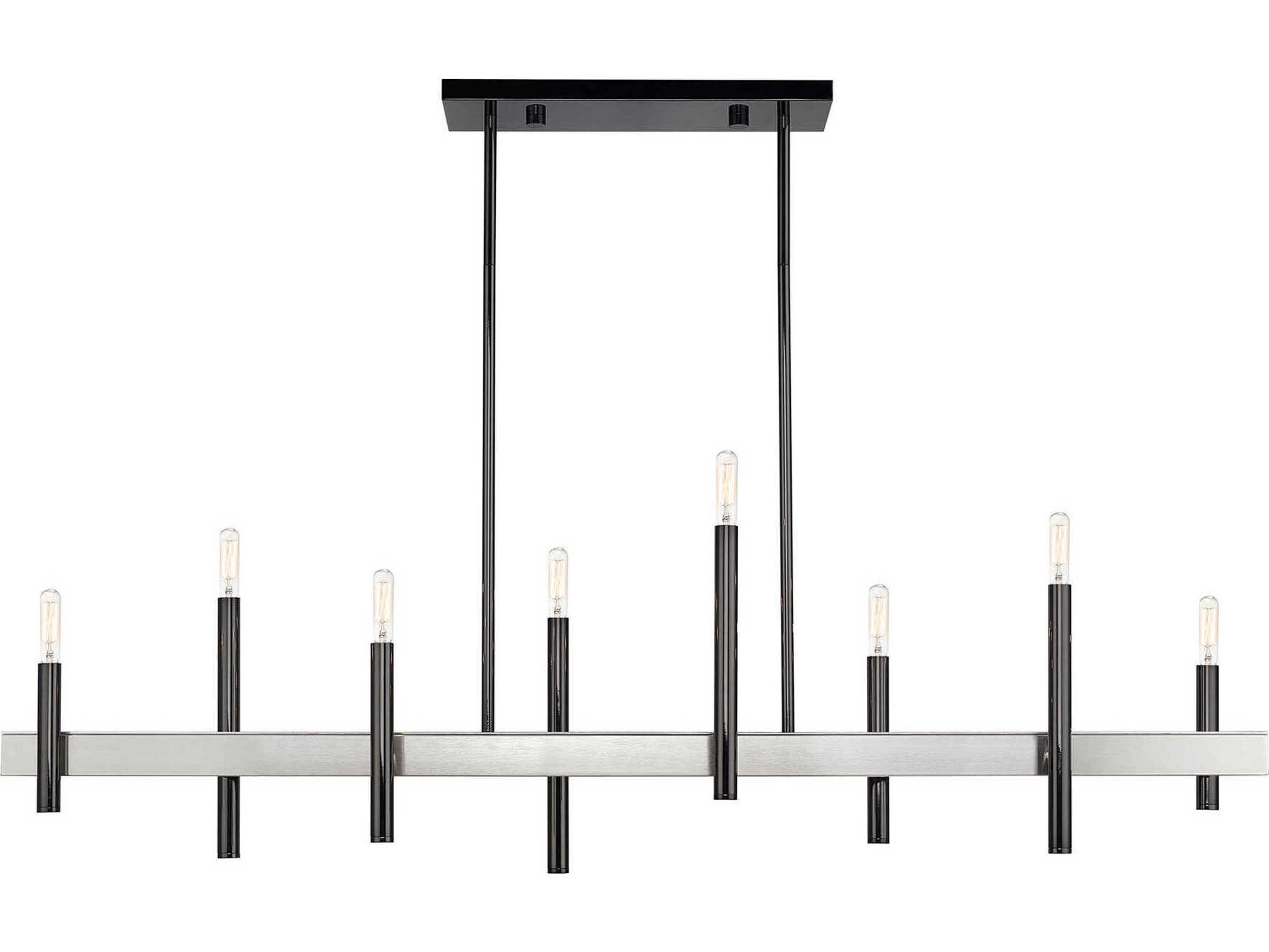 Livex Lighting Denmark 8-Light Black Chrome Brushed Nickel Island Pendant