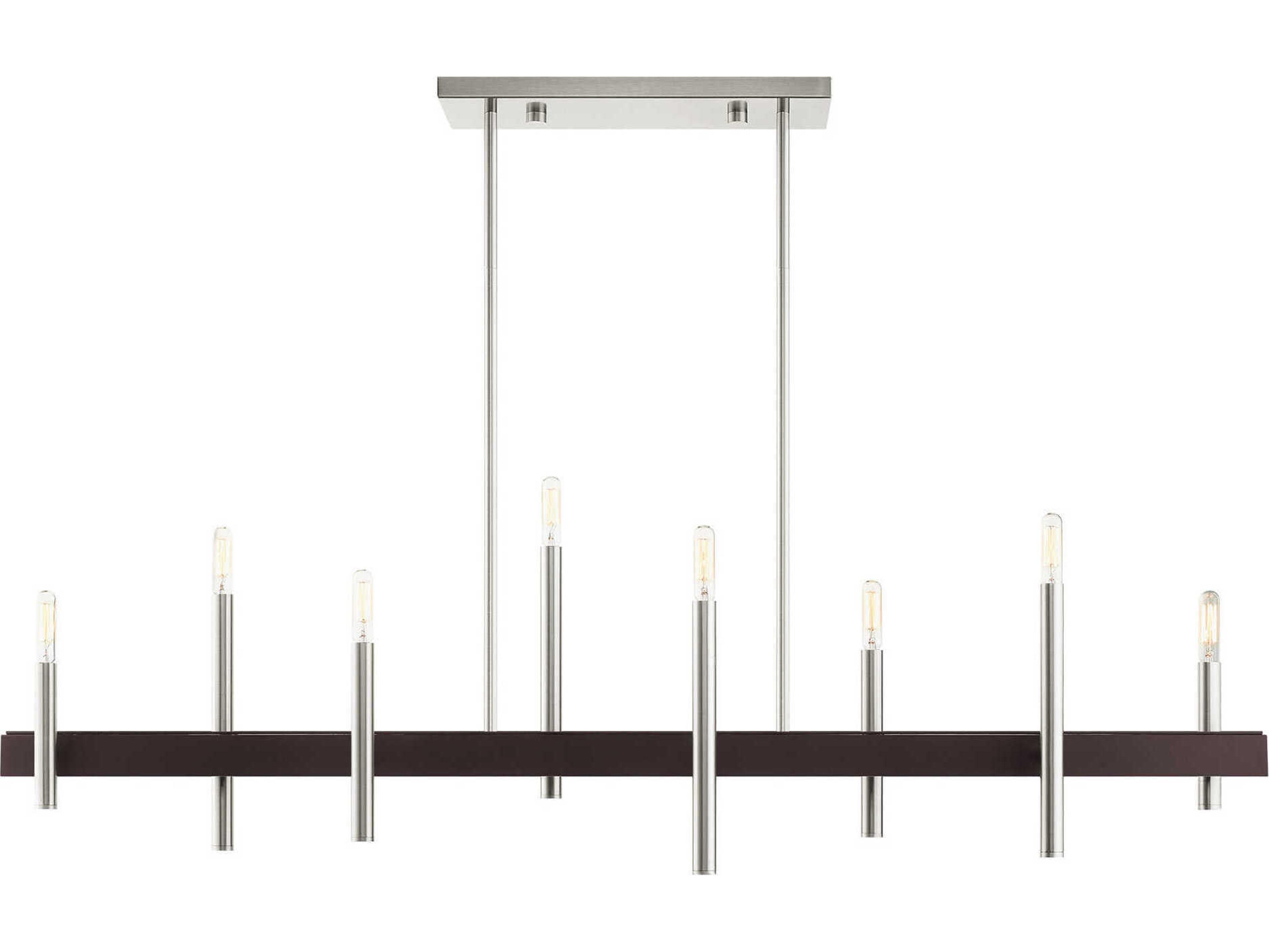 Livex Lighting Denmark 8-Light Brushed Nickel Bronze Linear Island Pendant