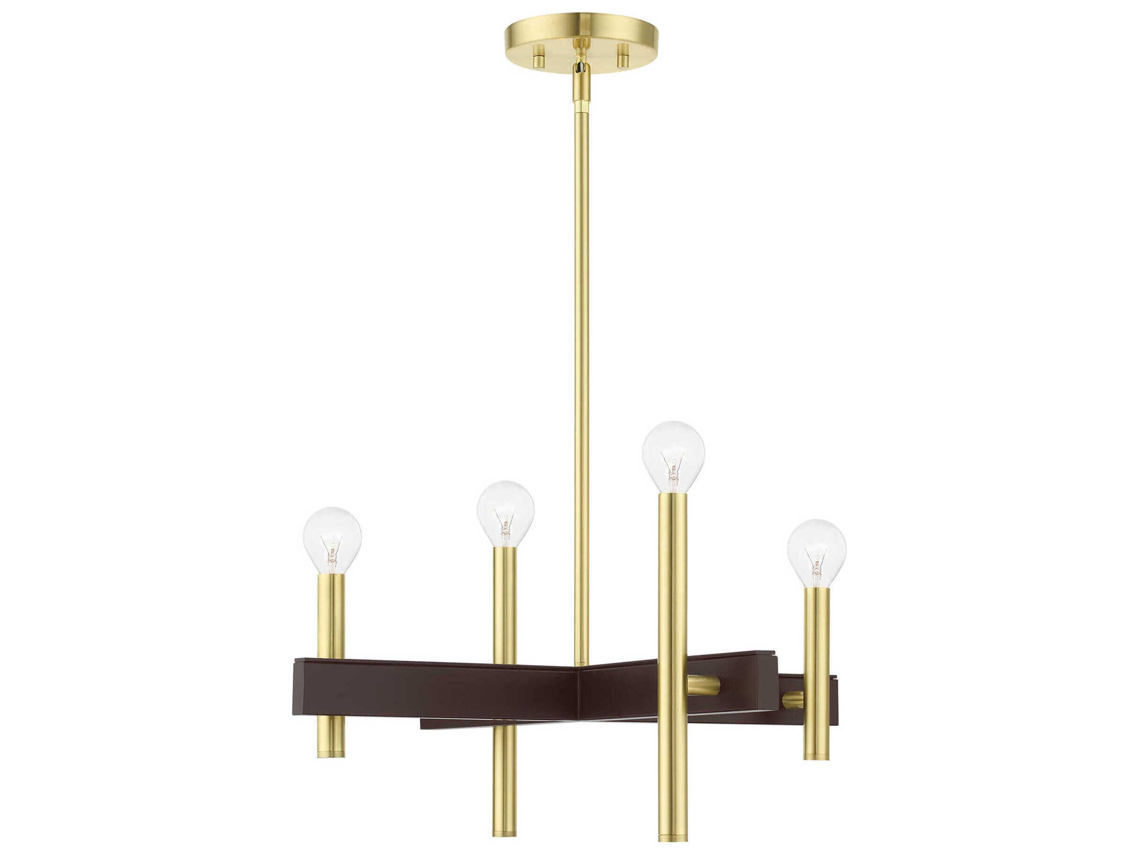 Livex Lighting Denmark 4-Light Satin Brass Candelabra Chandelier