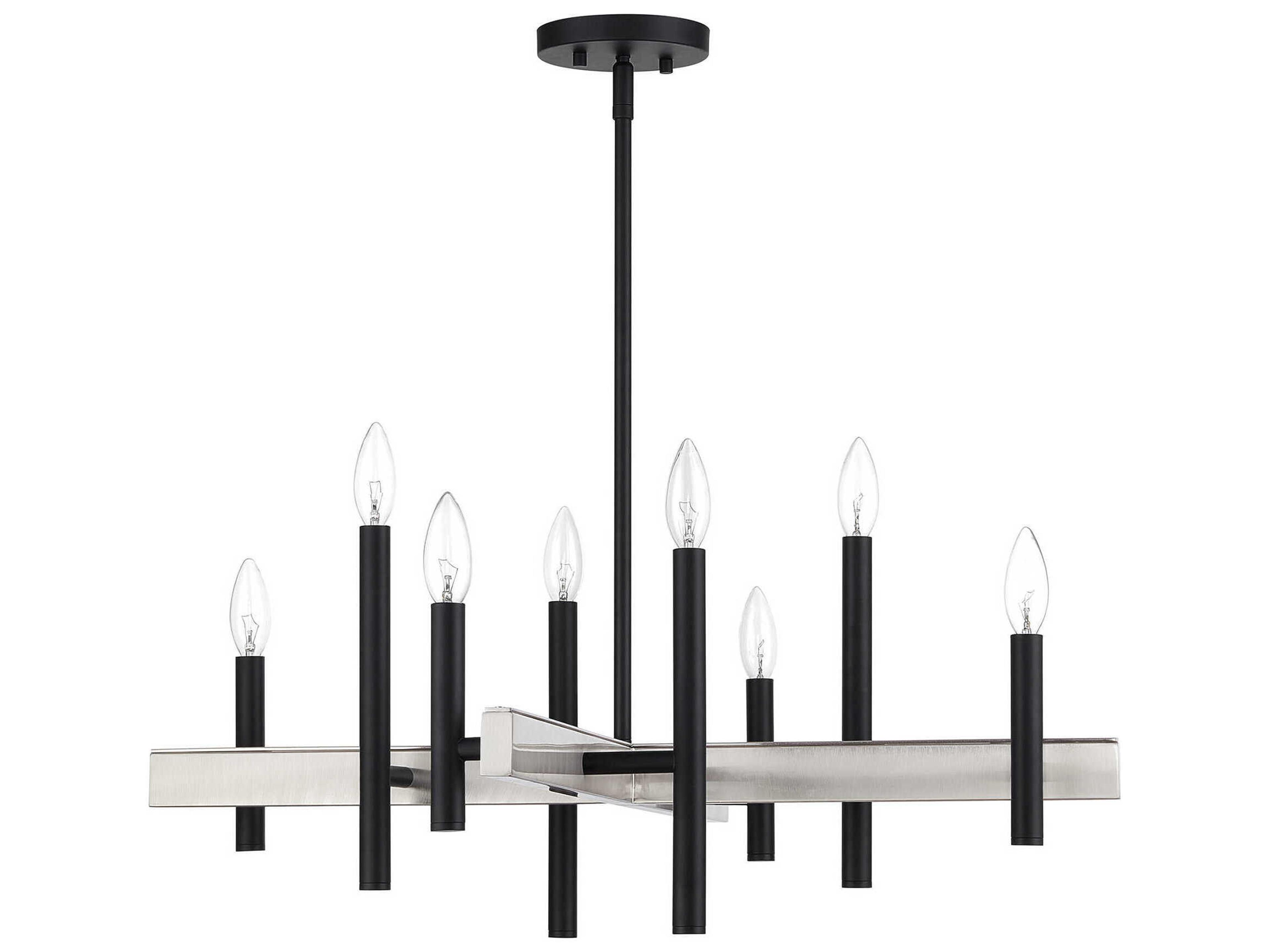 Livex Lighting Denmark 8-Light Black Brushed Nickel Chandelier