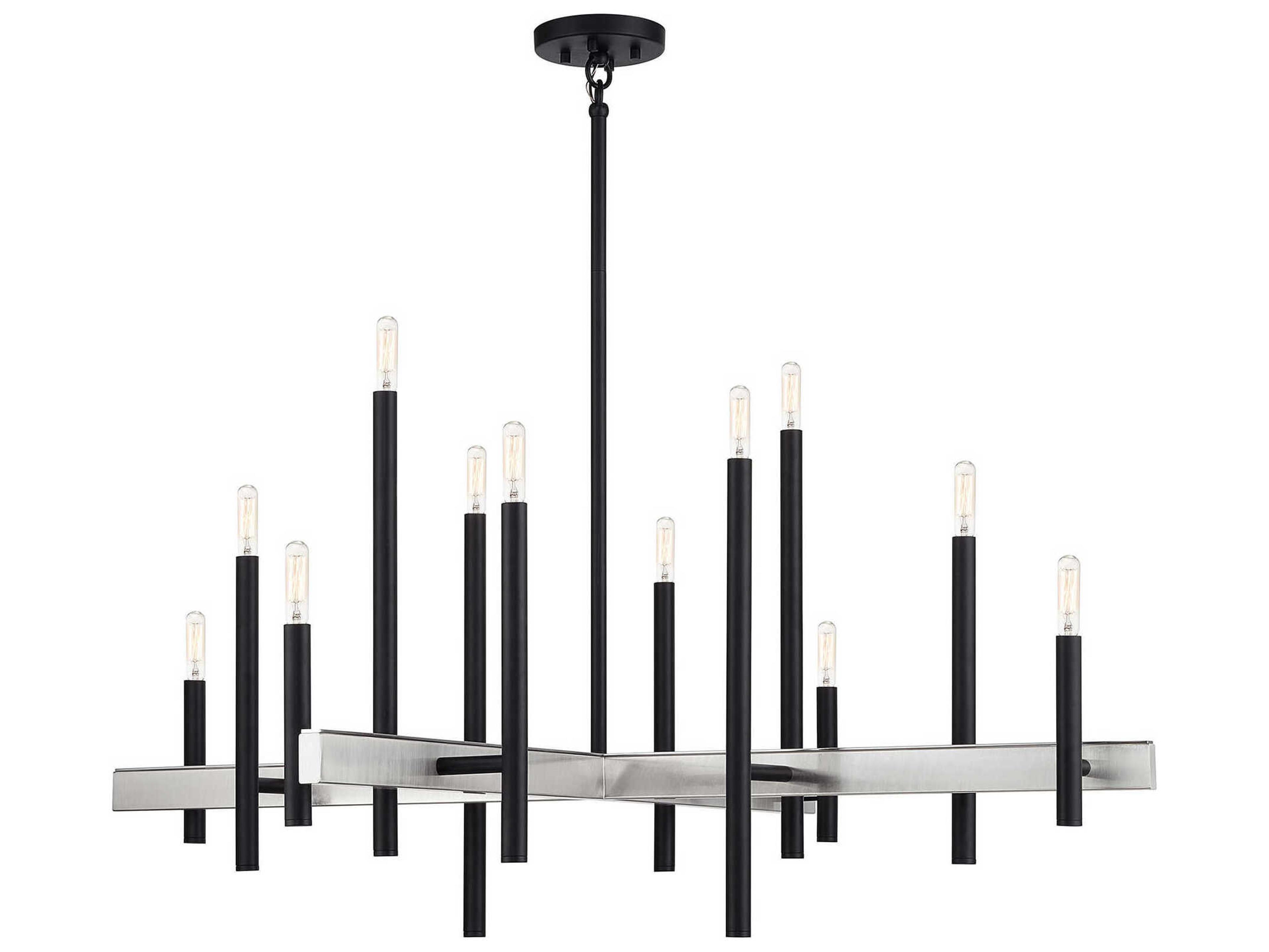 Livex Lighting Denmark 12-Light Black Brushed Nickel Chandelier