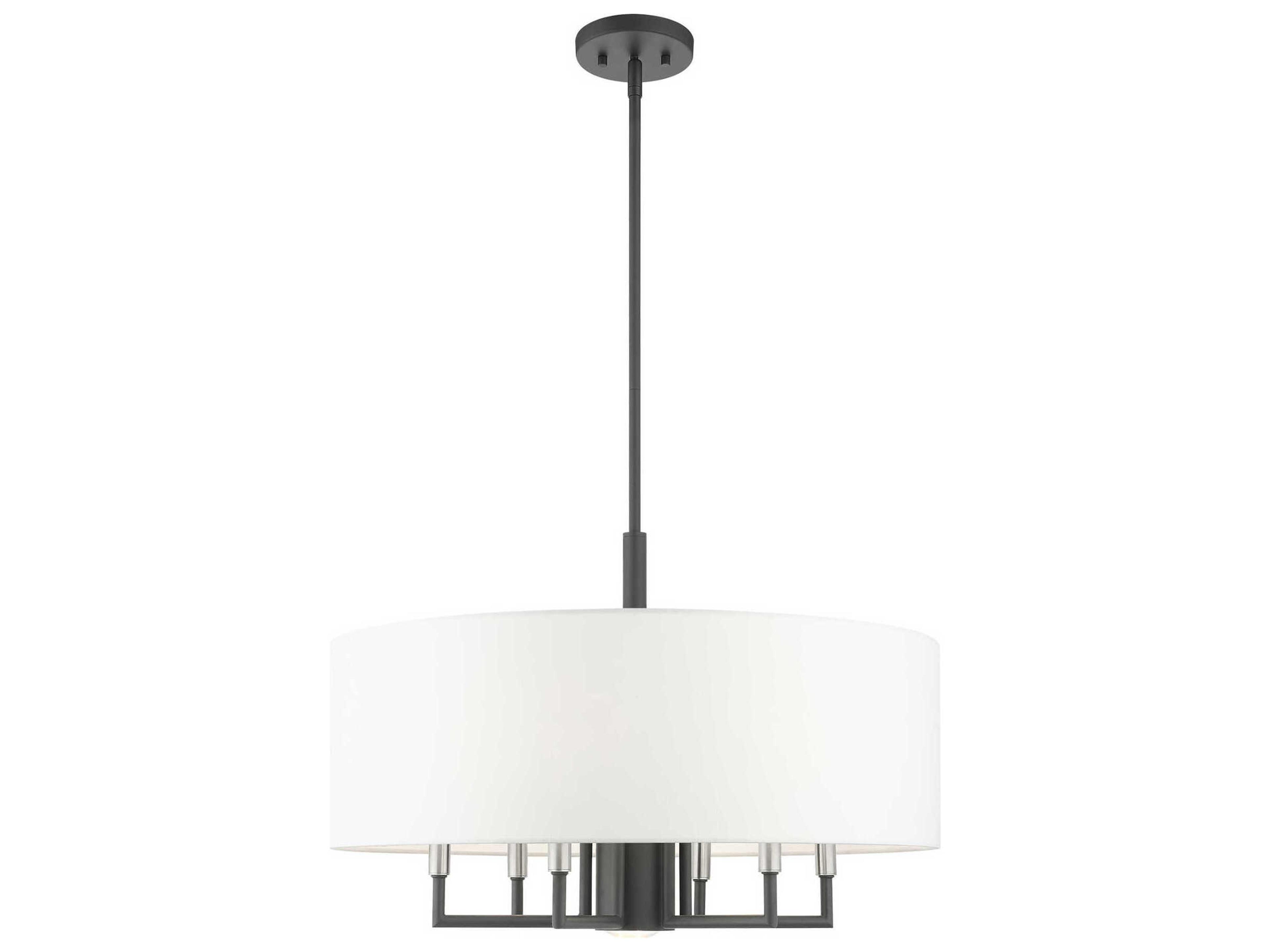 Livex Lighting Meridian 7-Light Scandinavian Gray Drum Chandelier