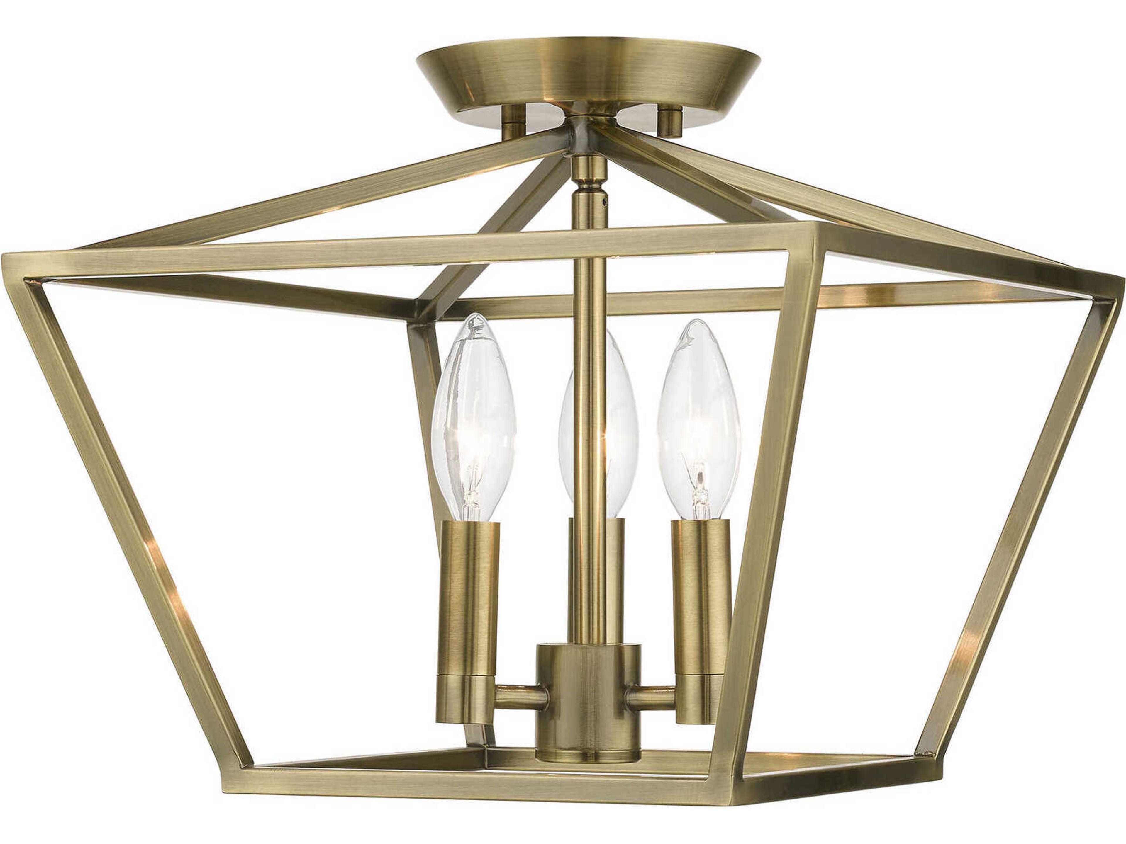 Livex Lighting Devone 3-Light Antique Brass Semi Flush Mount