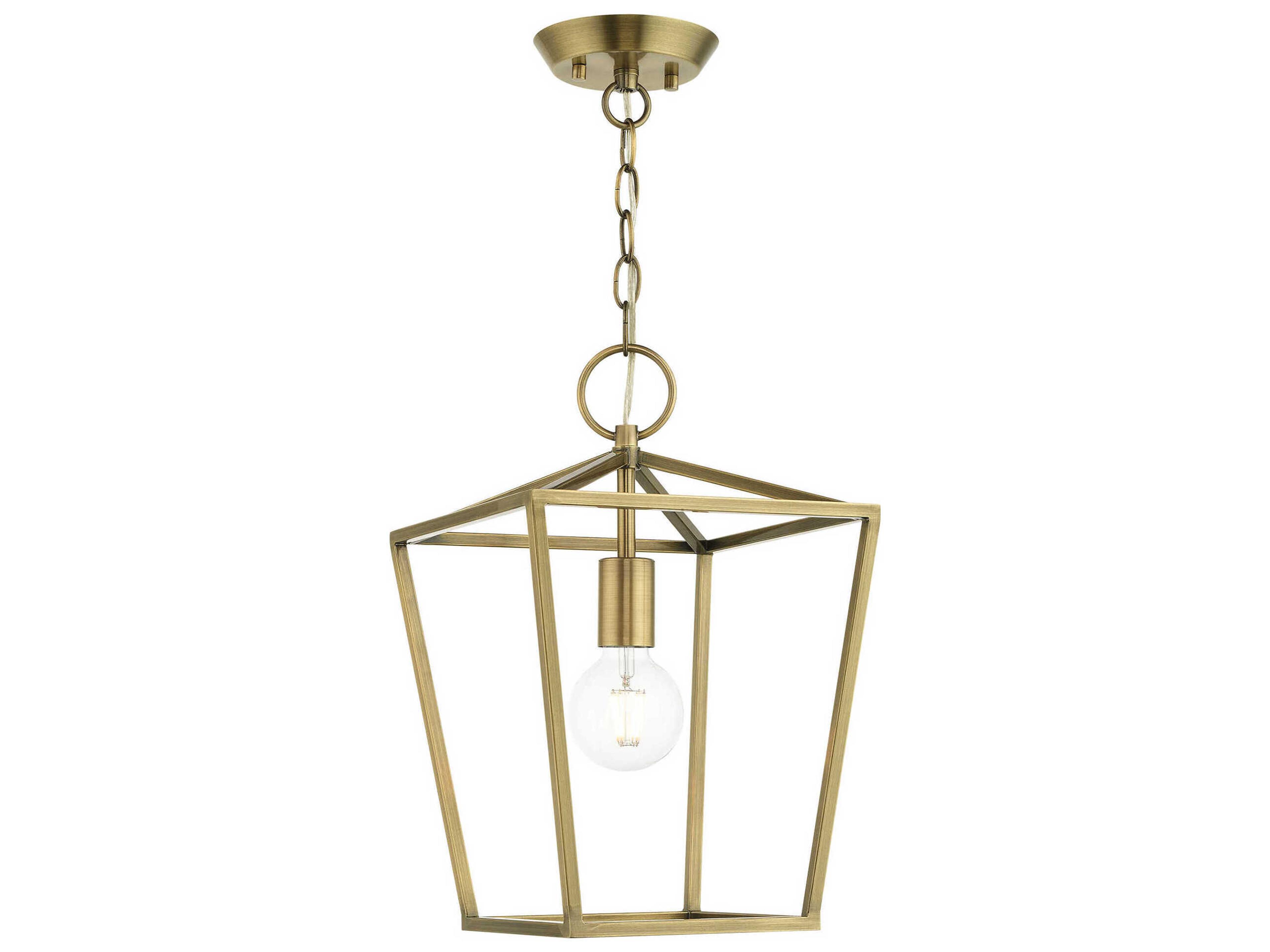 Livex Lighting Devone 1-Light Antique Brass Lantern Mini Pendant