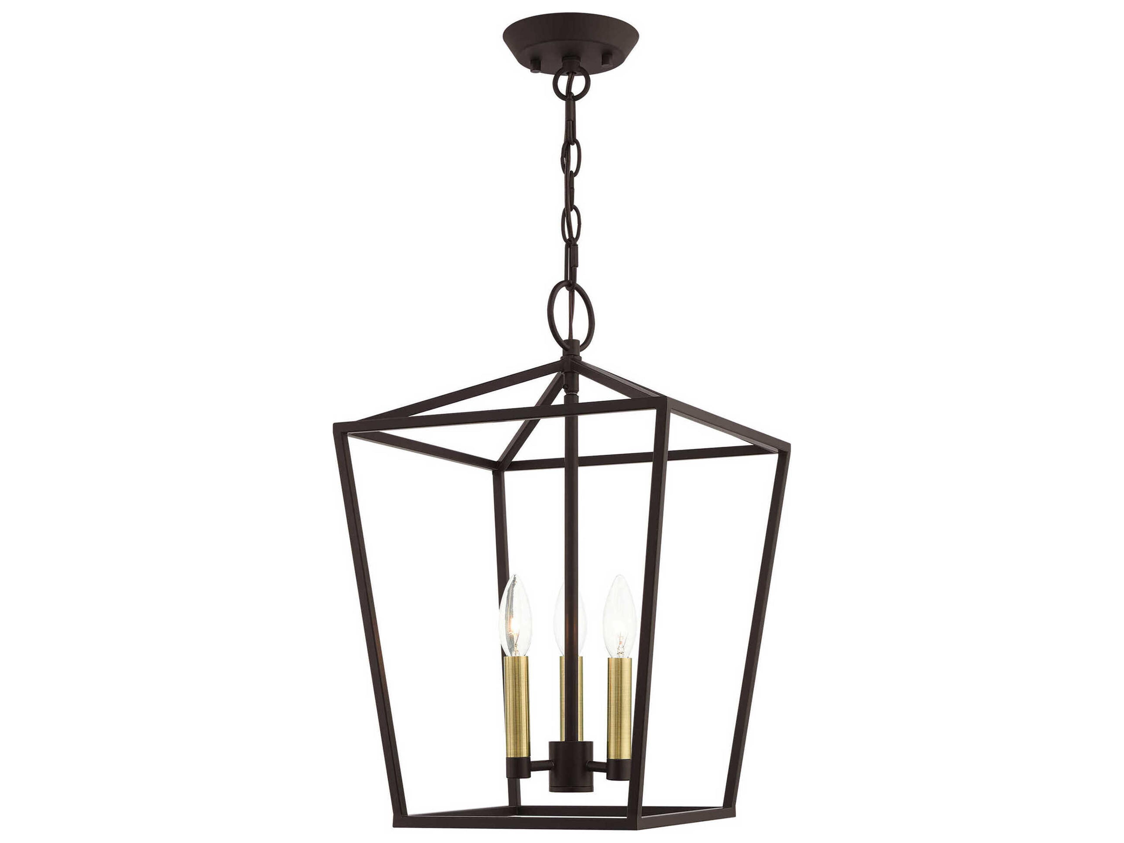 Livex Lighting Devone 3-Light Bronze Candelabra Lantern Chandelier