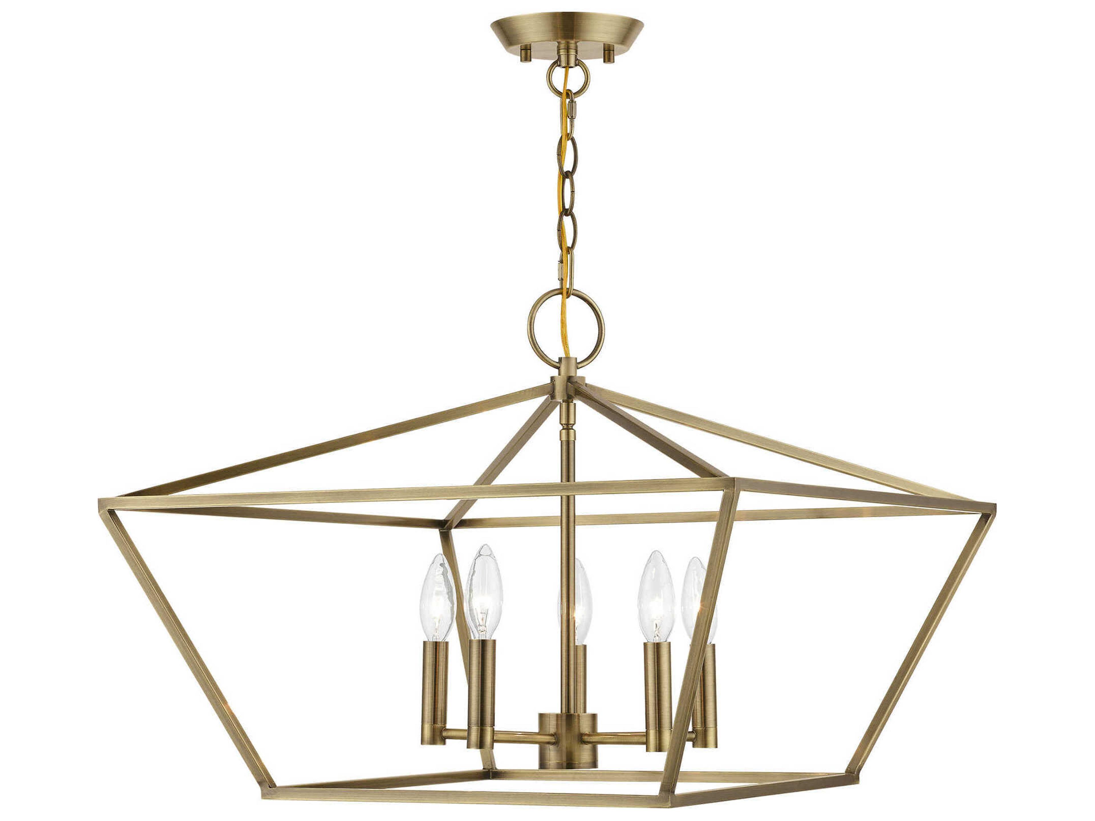 Livex Lighting Devone 5-Light Antique Brass Candelabra Chandelier