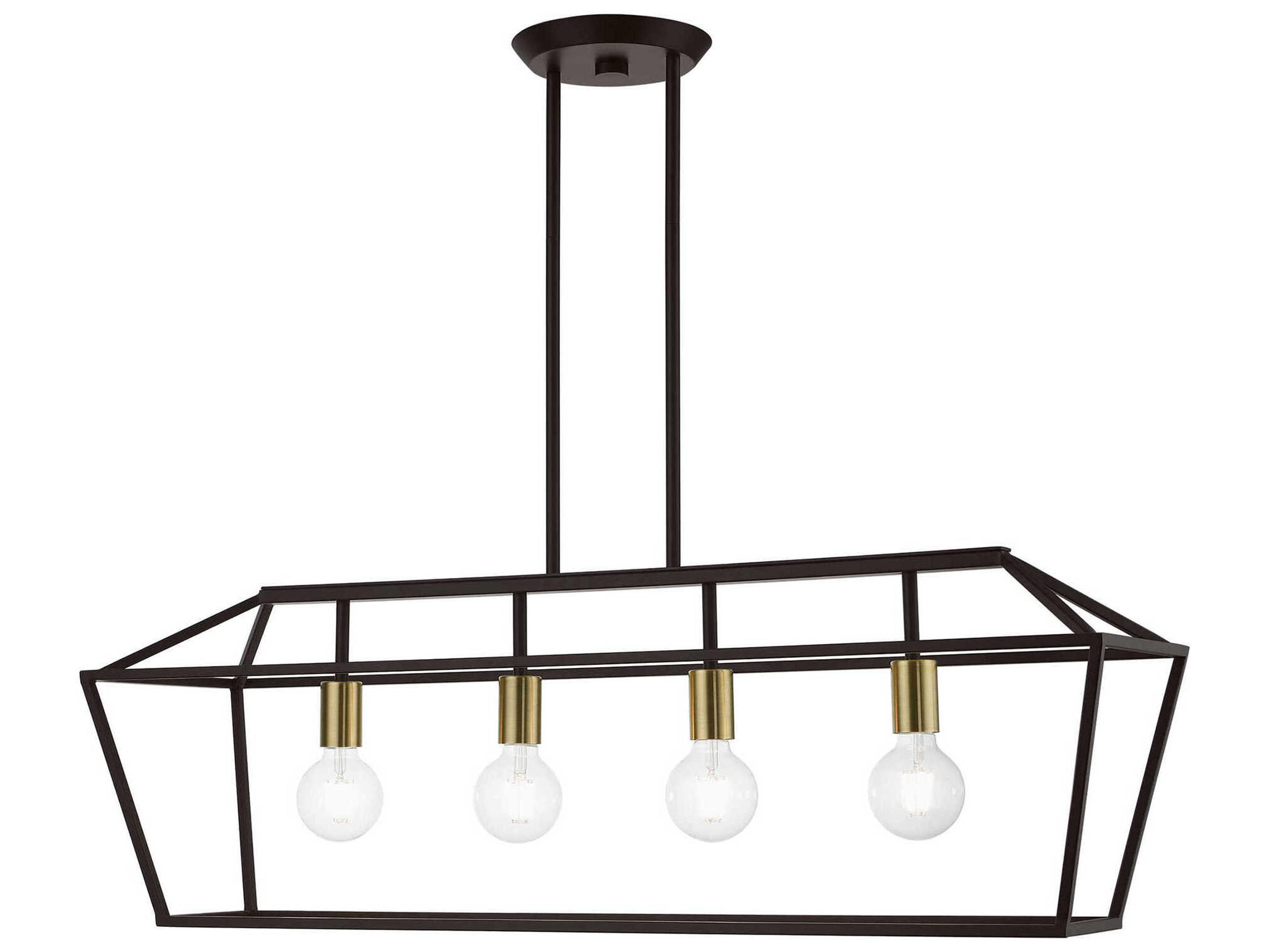 Livex Lighting Devone 4-Light Bronze Antique Brass Linear Island Pendant
