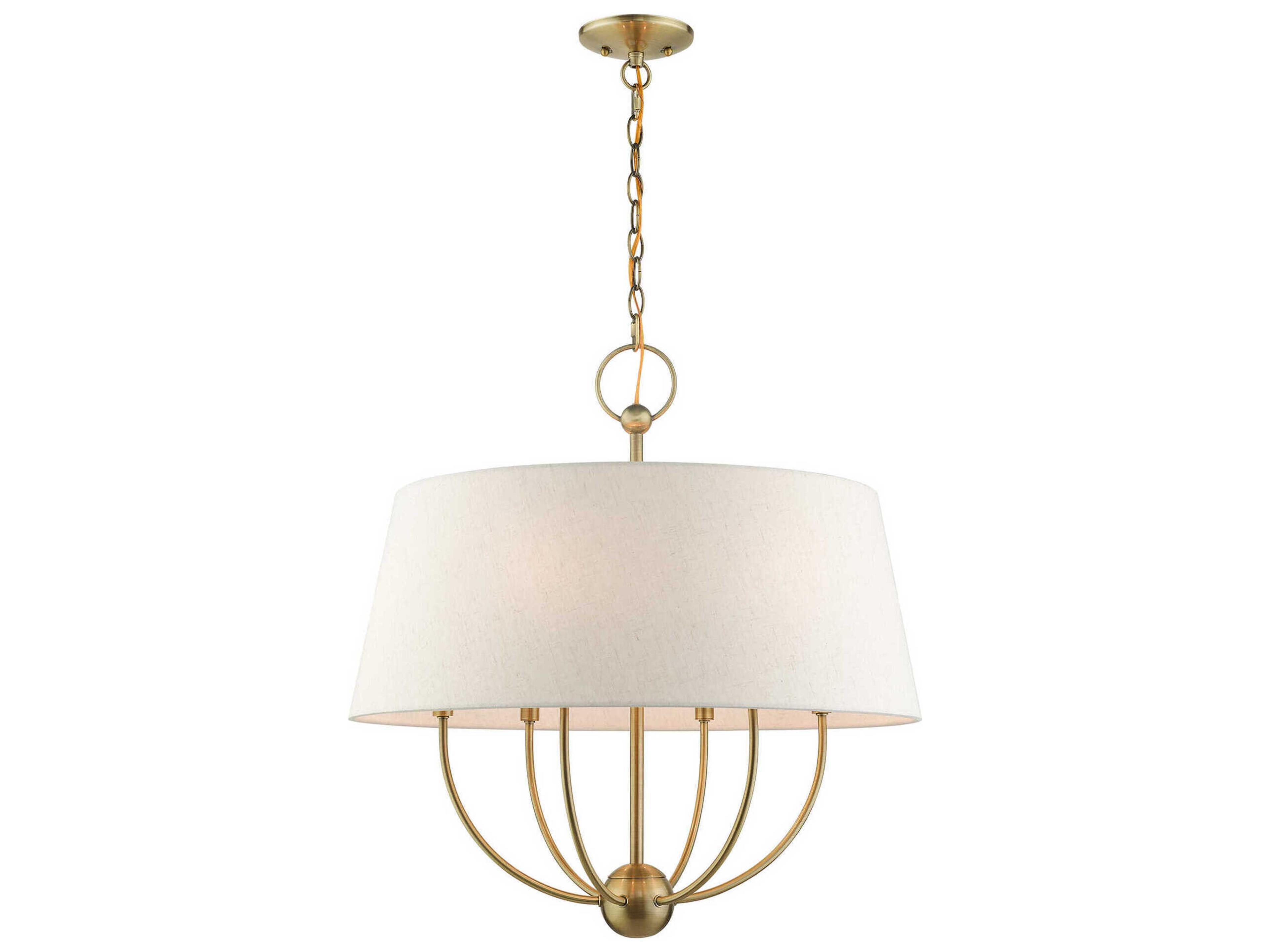 Livex Lighting Cartwright 6-Light Antique Brass Off White Empire Chandelier
