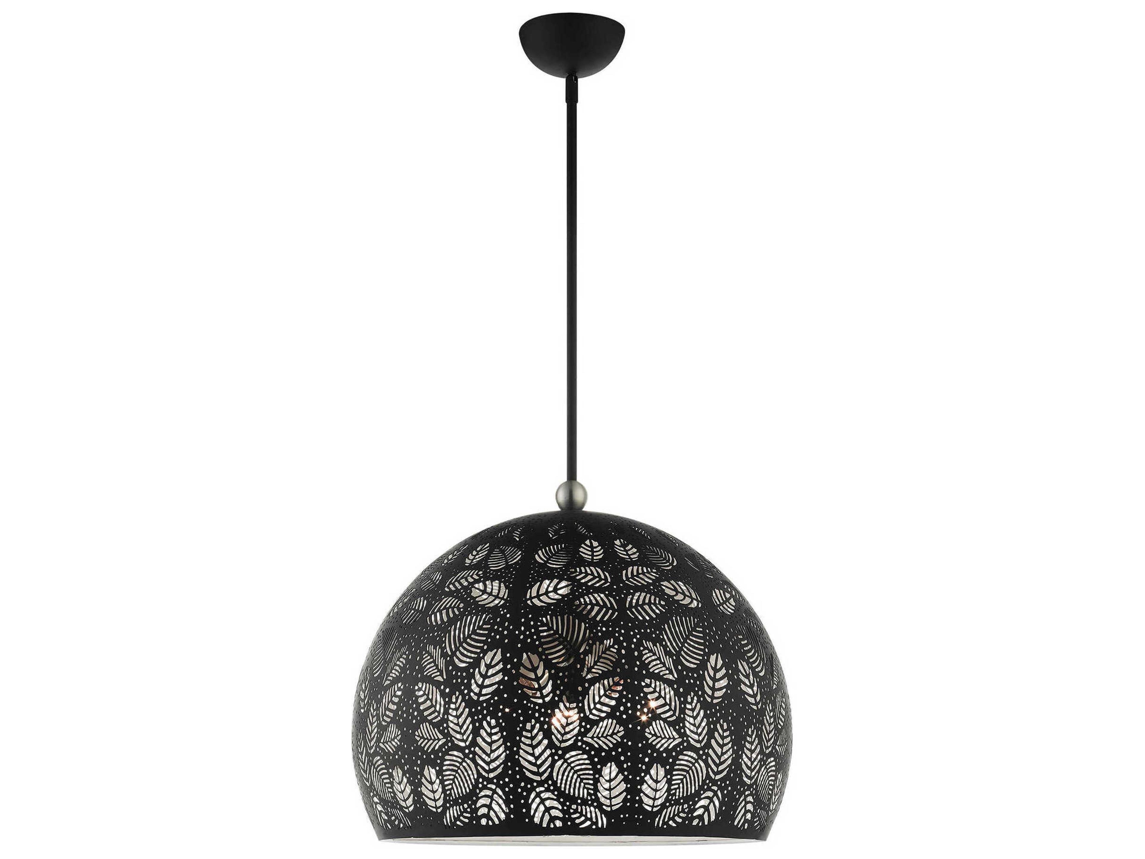 Livex Lighting Chantily 3-Light Black Brushed Nickel Round Pendant
