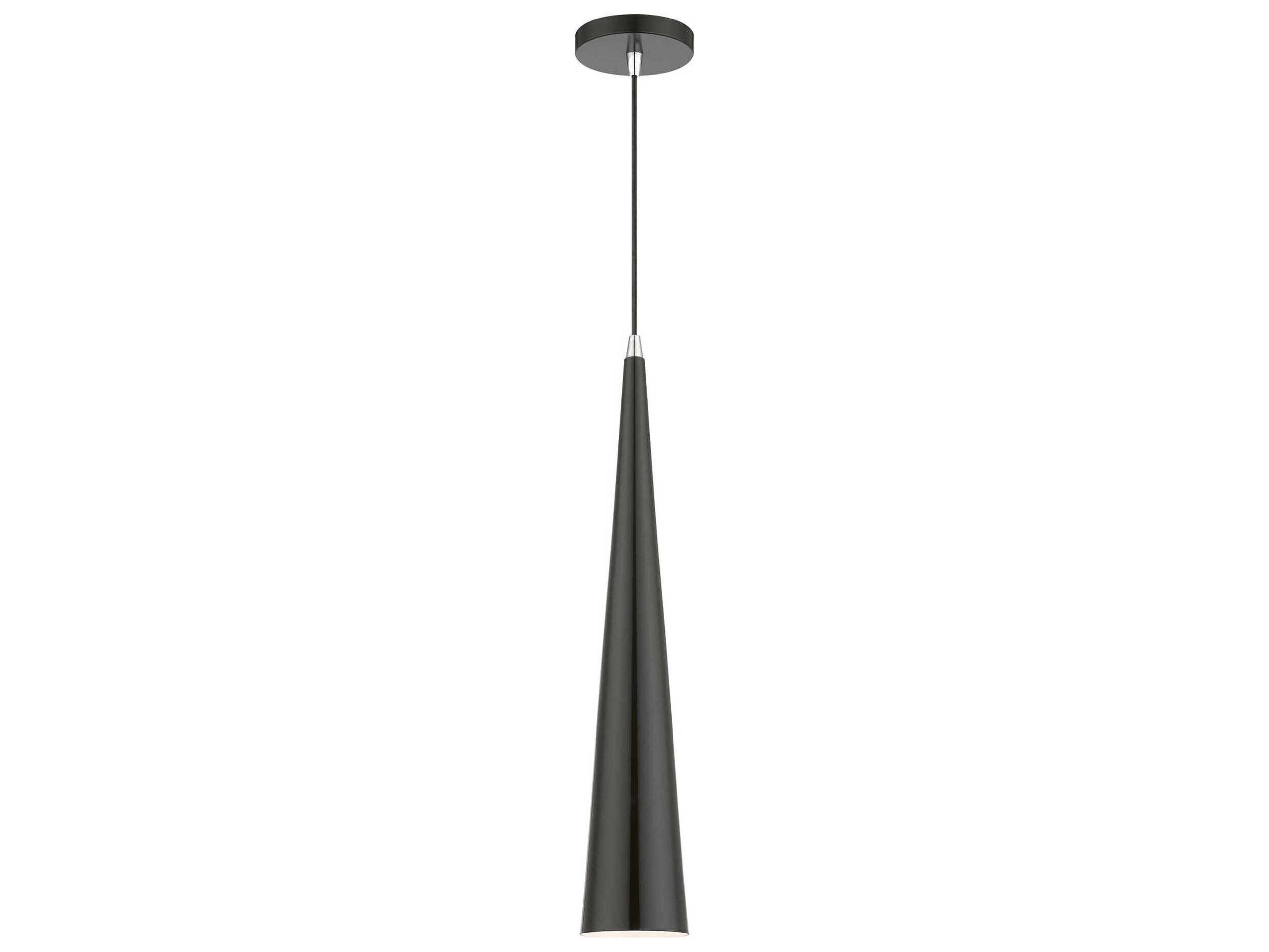 Livex Lighting Andes 1-Light Shiny Black Polished Chrome Mini Pendant