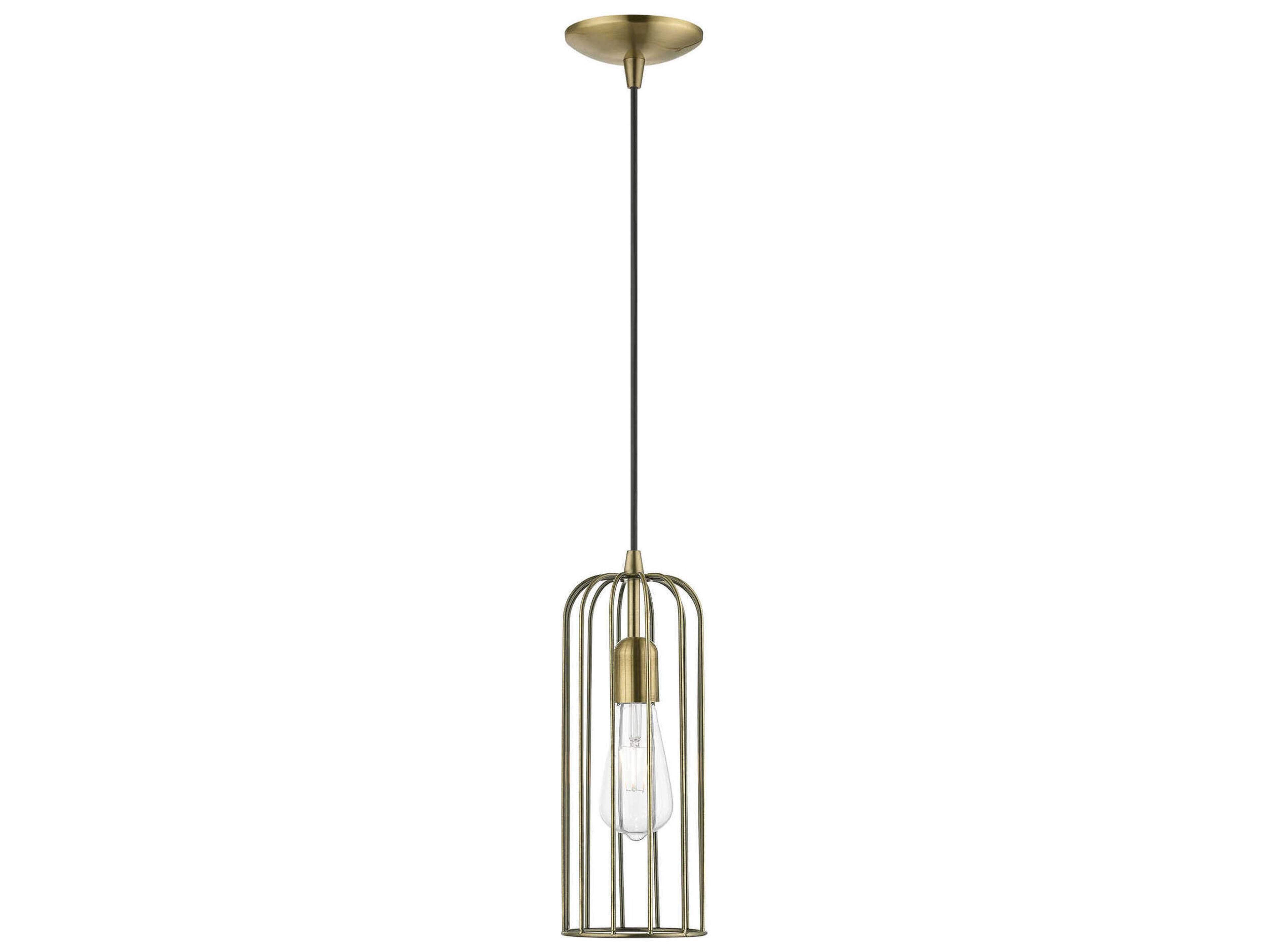 Livex Lighting Glenbrook 1-Light Antique Brass Mini Pendant