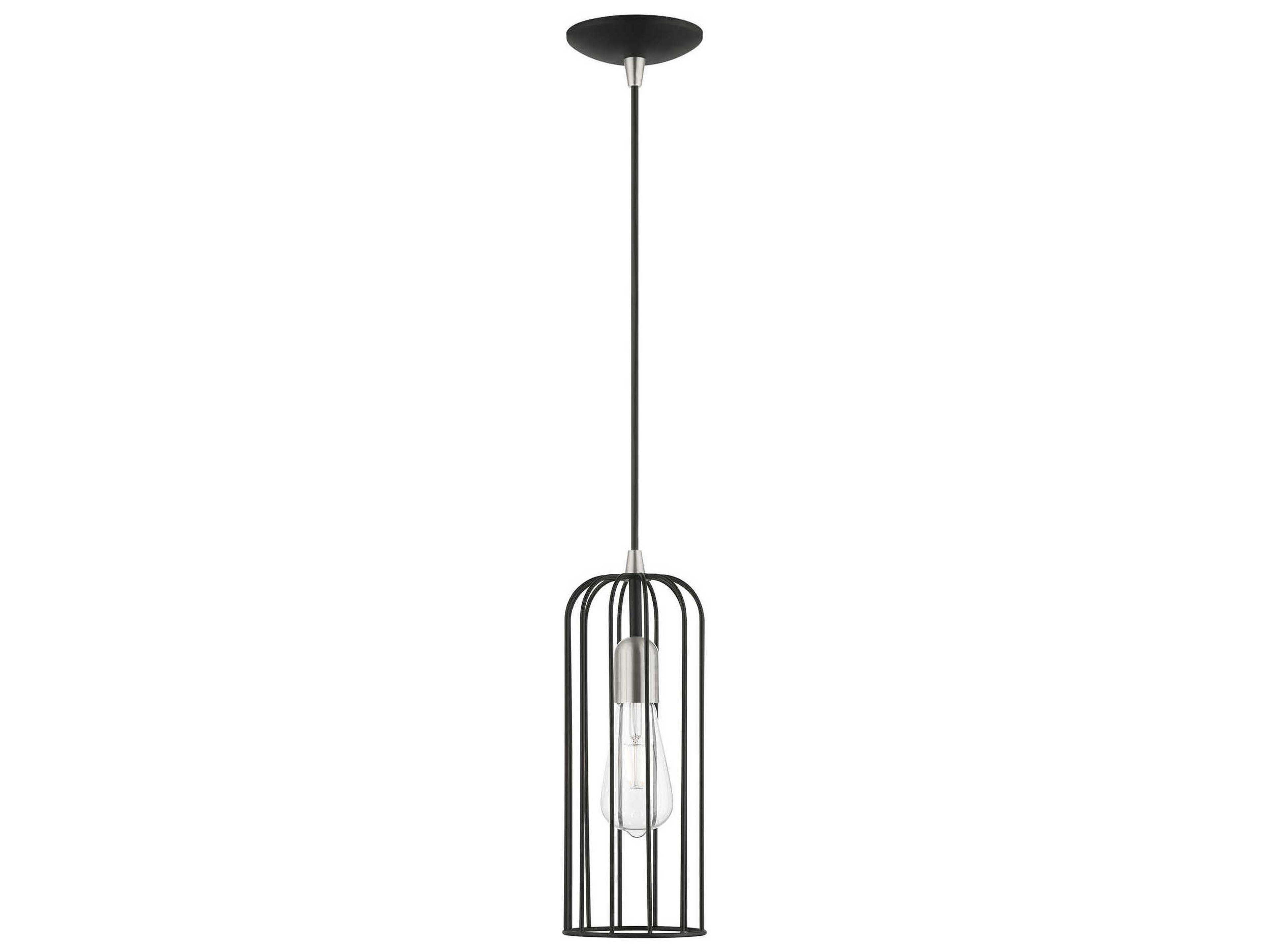 Livex Lighting Glenbrook 1-Light Black Brushed Nickel Mini Pendant