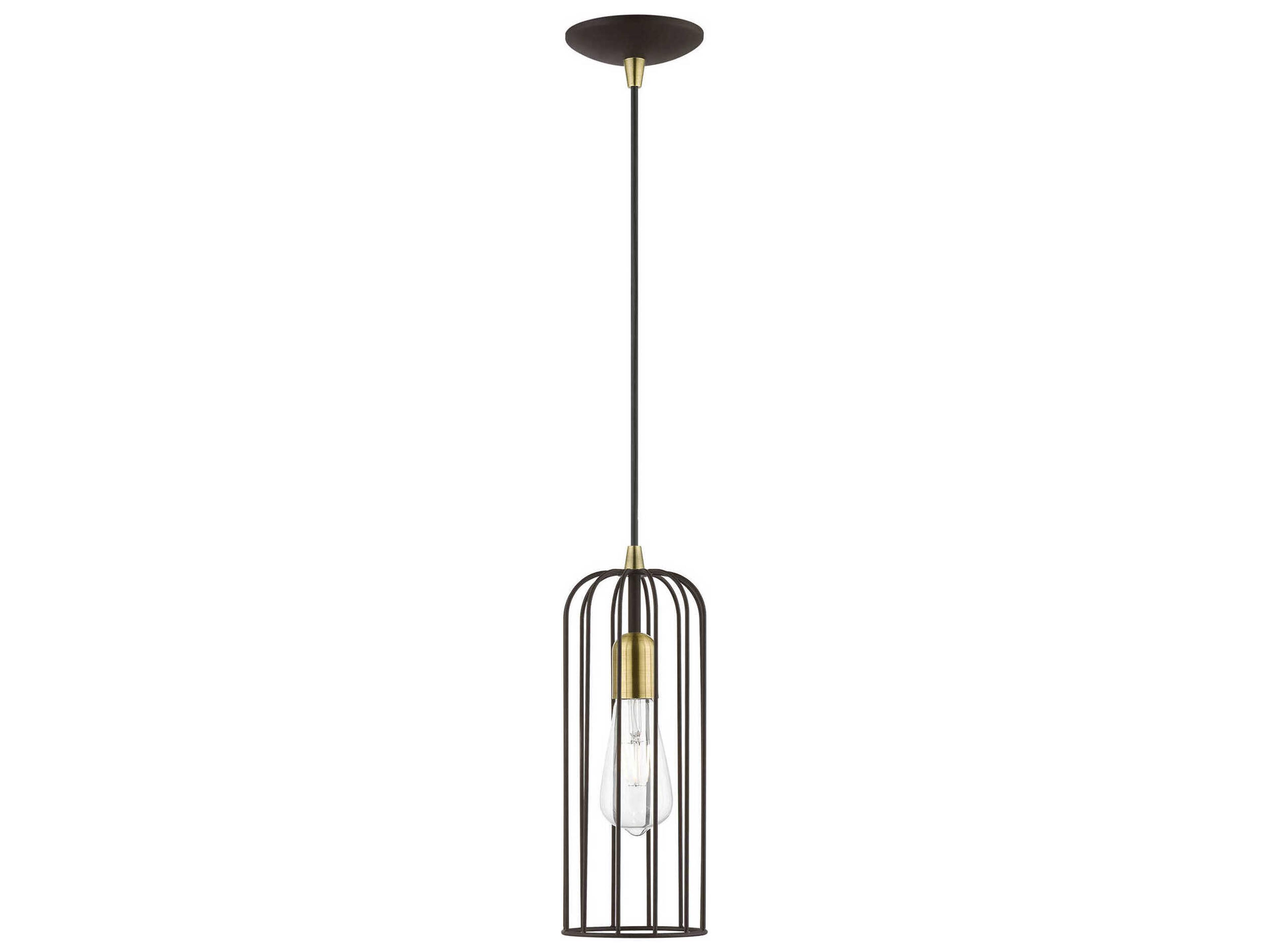 Livex Lighting Glenbrook 1-Light Bronze Antique Brass Mini Pendant