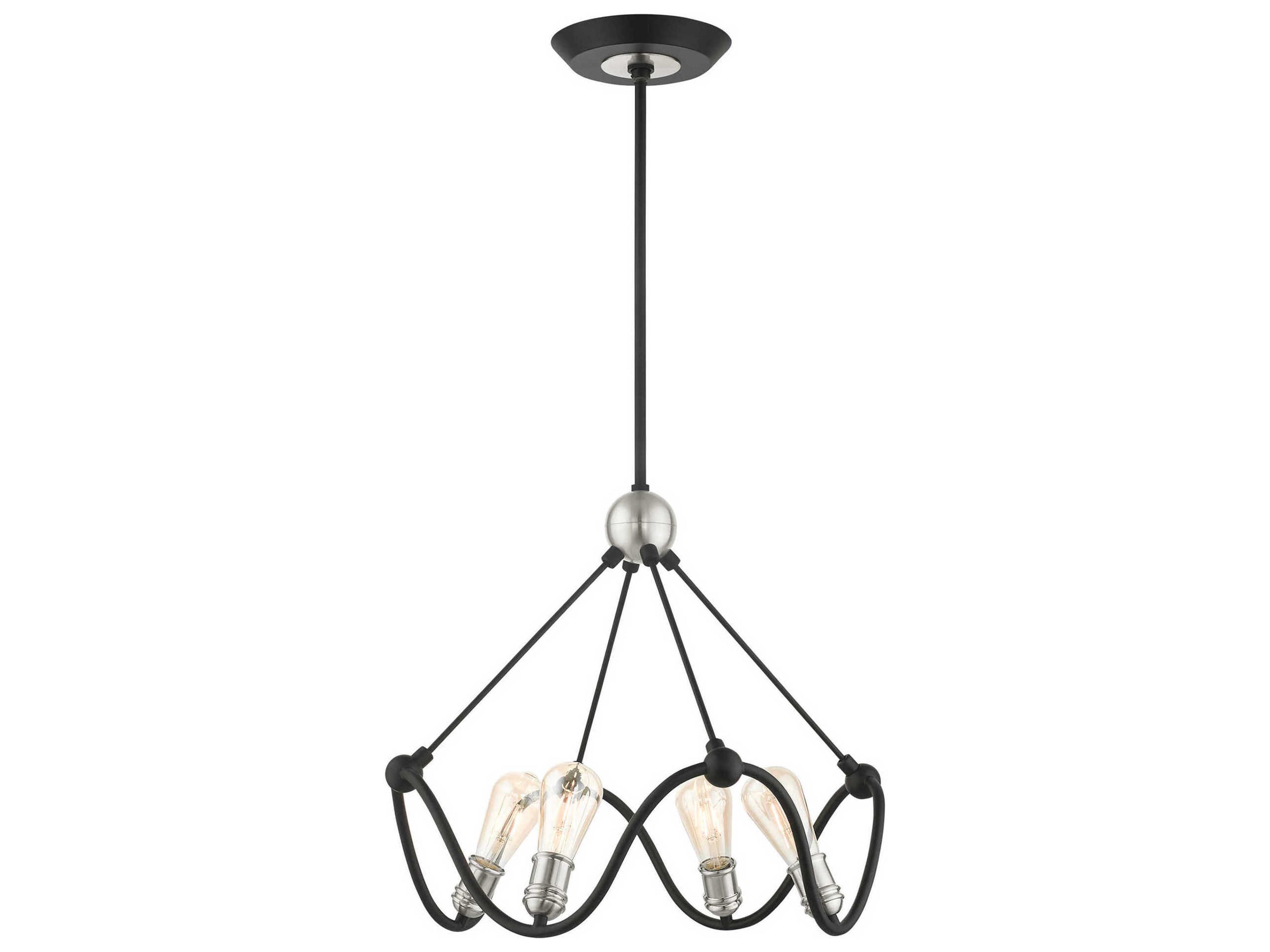 Livex Lighting Archer 4-Light Textured Black Brushed Nickel Chandelier
