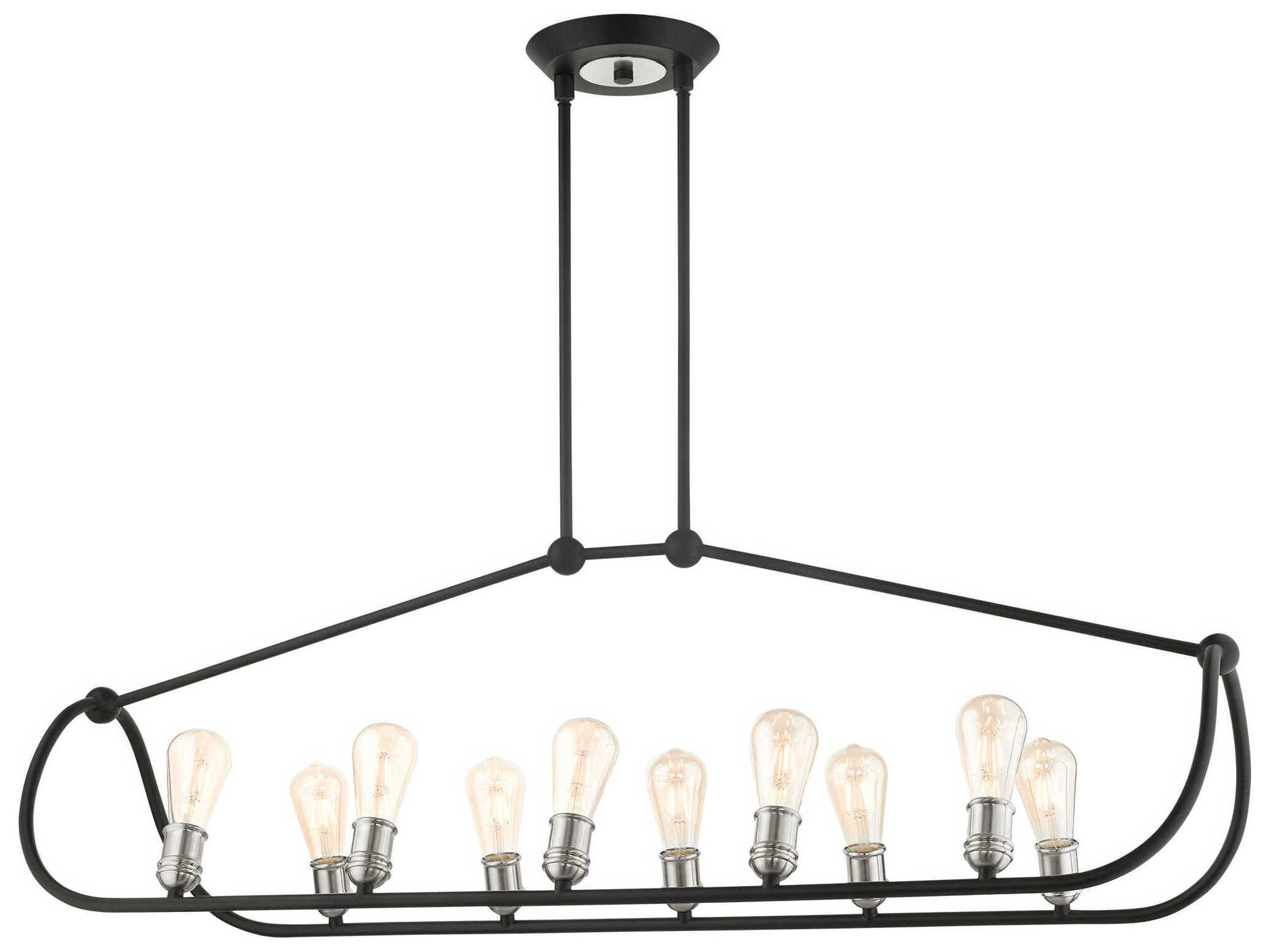 Livex Lighting Archer 10-Light Textured Black Brushed Nickel Island Pendant