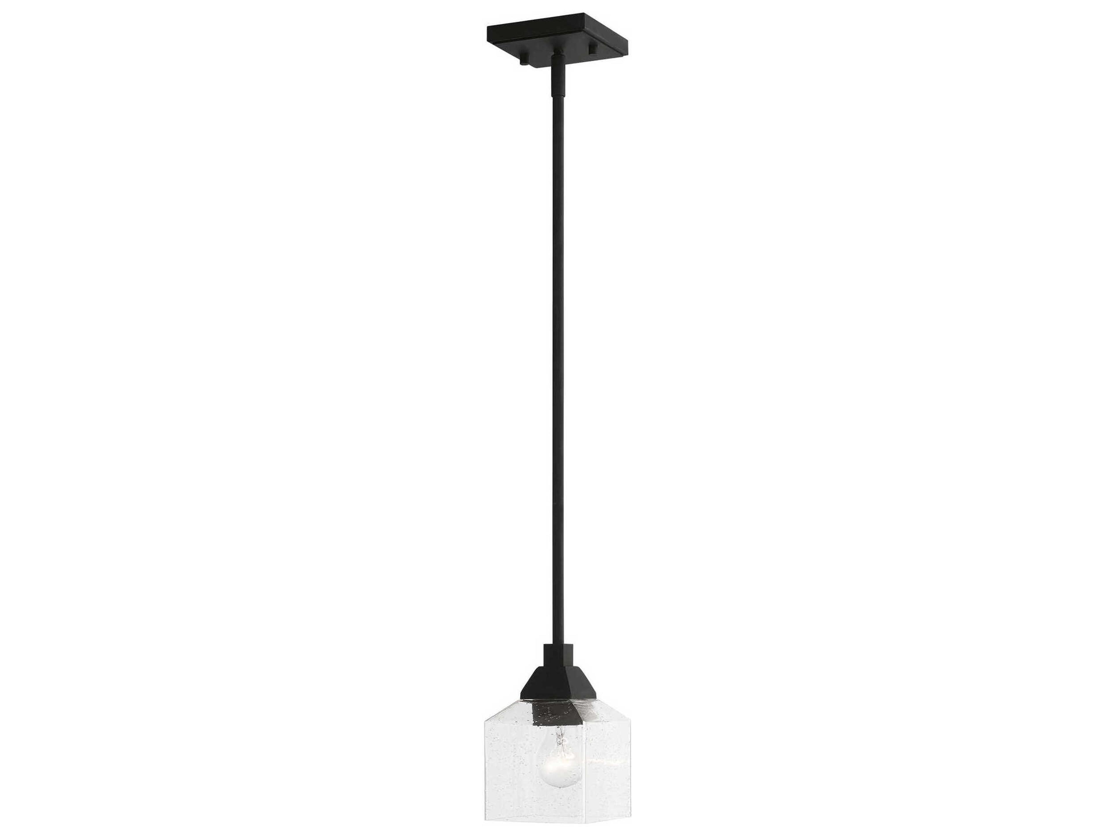 Livex Lighting Aragon 1-Light Black Glass Mini Pendant