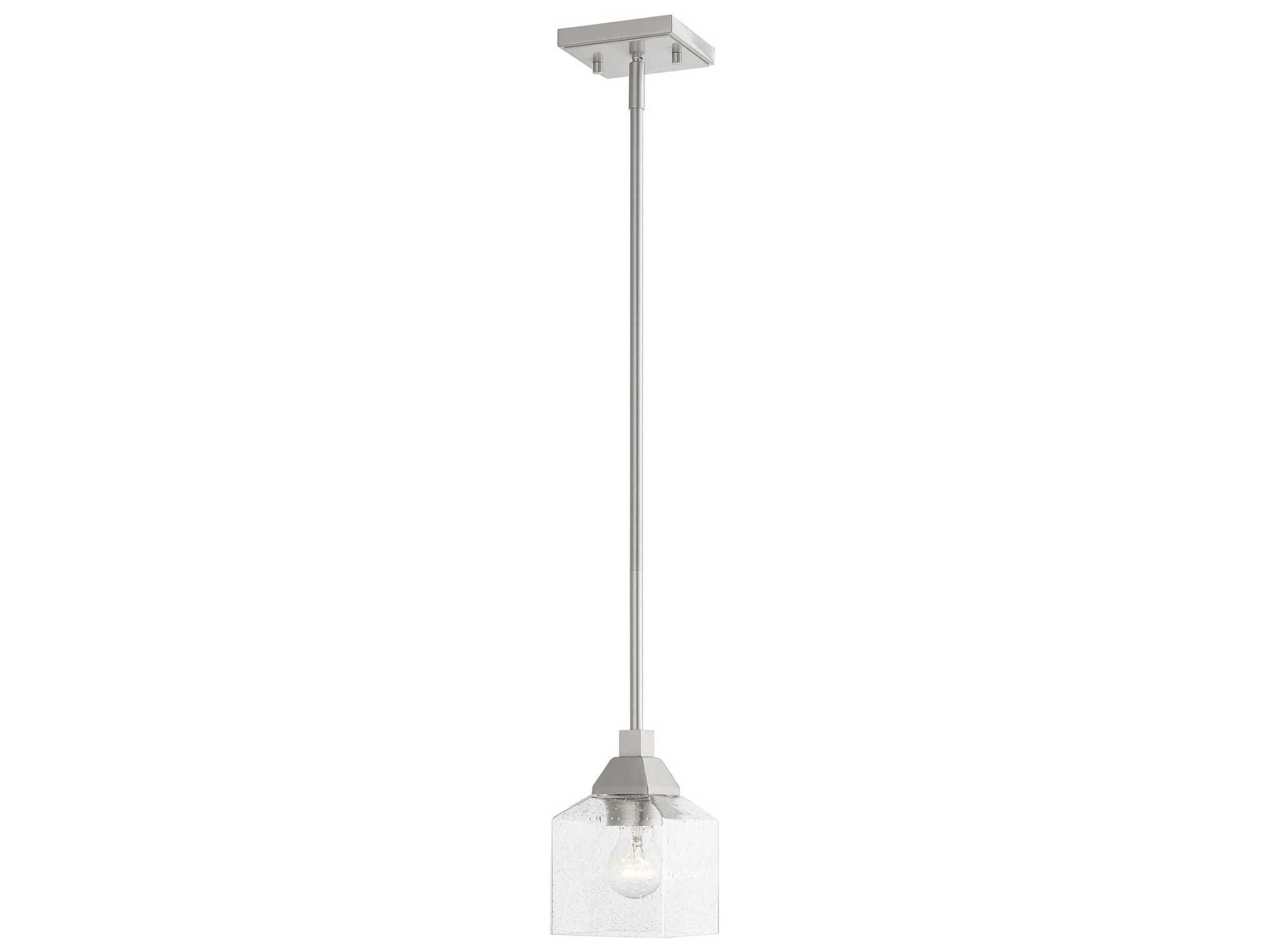 Livex Lighting Aragon 1-Light Brushed Nickel Glass Mini Pendant