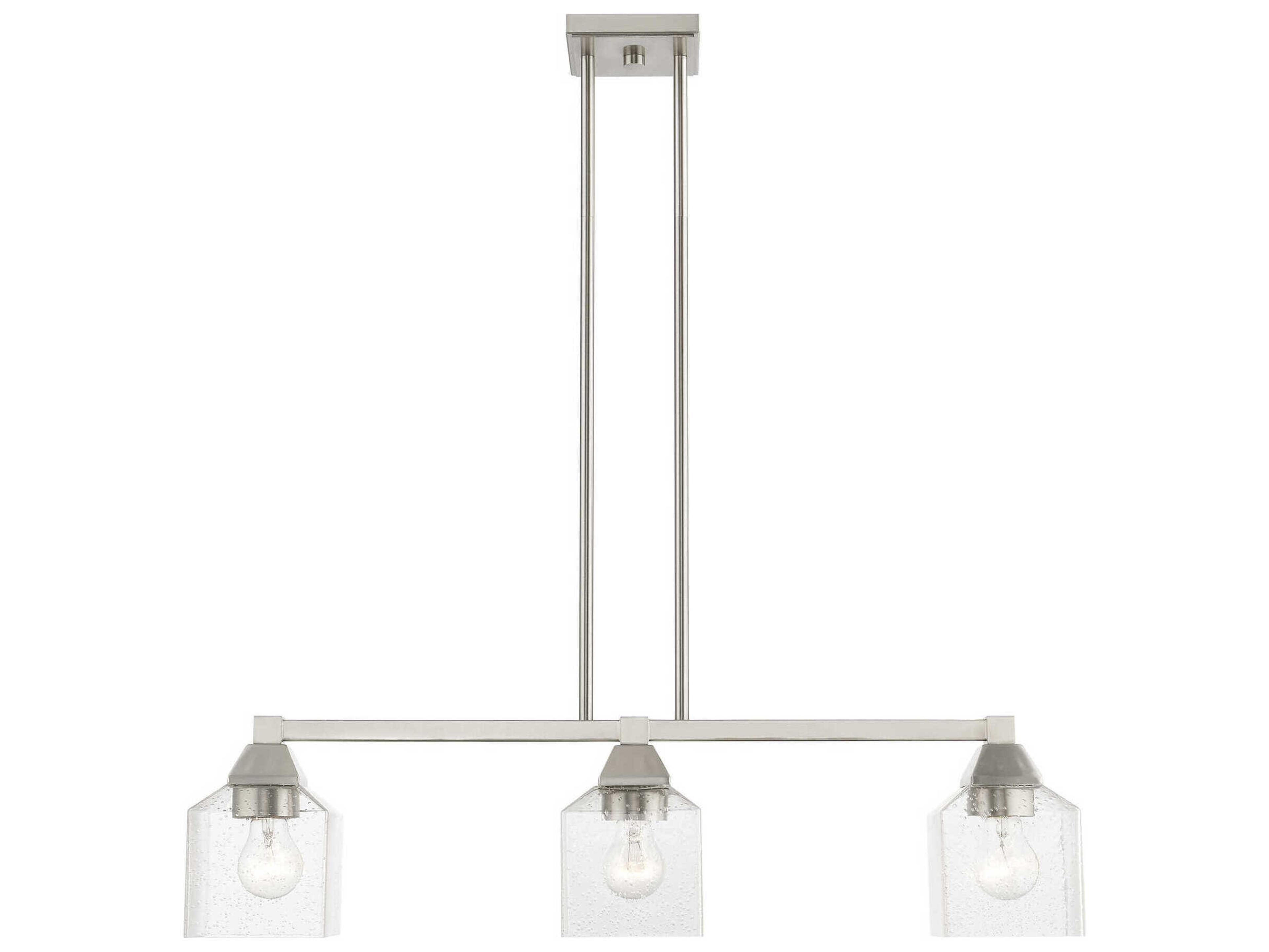 Livex Lighting Aragon 3-Light Brushed Nickel Glass Linear Island Pendant