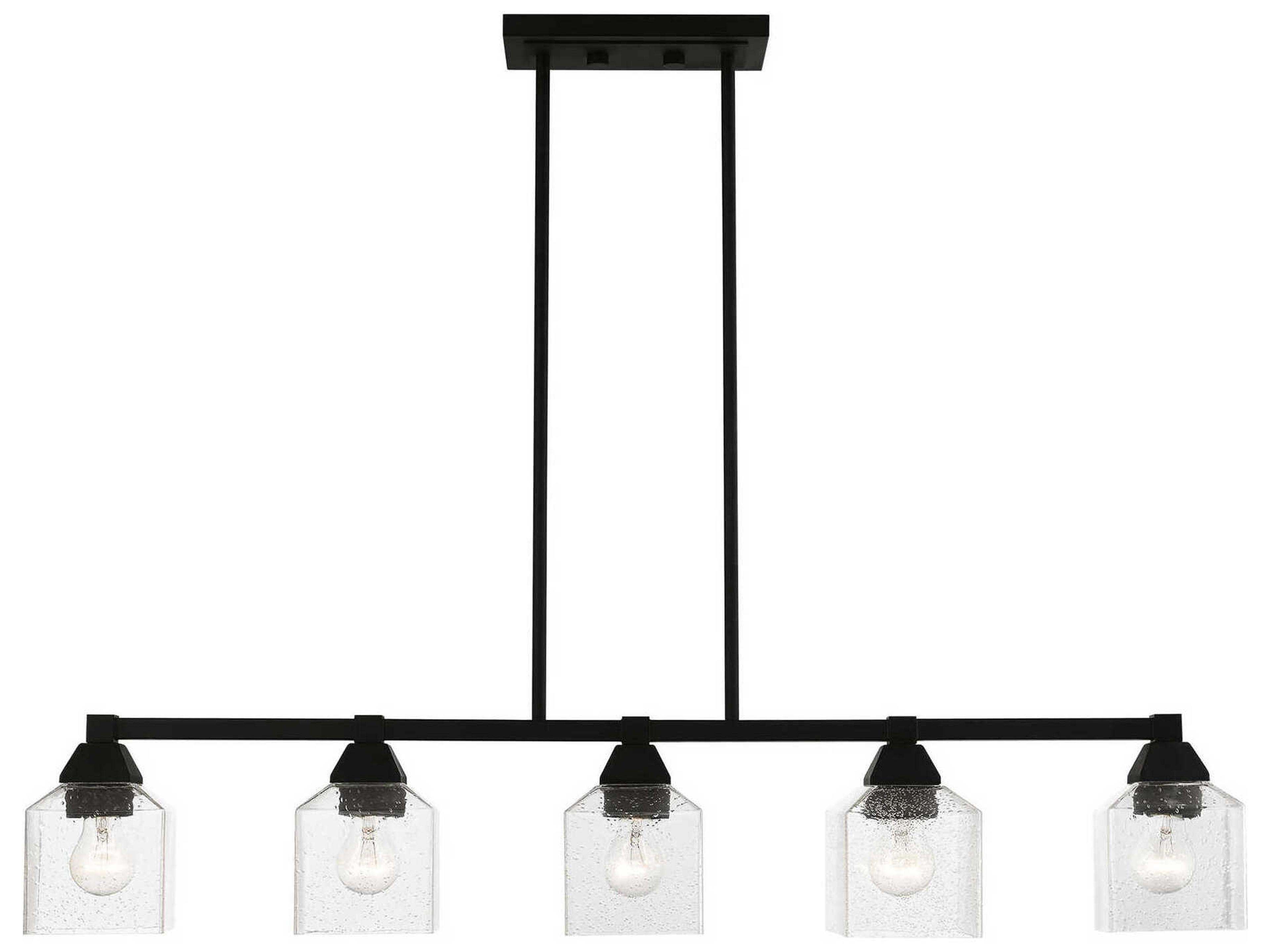 Livex Lighting Aragon 5-Light Black Glass Linear Island Pendant
