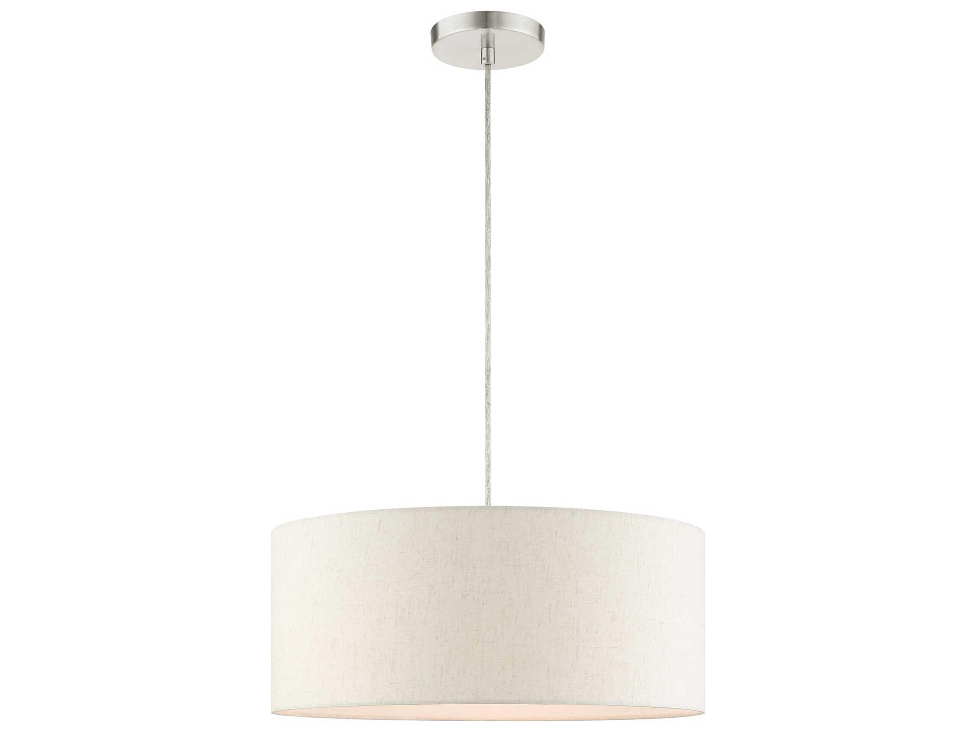 Livex Lighting Meadow 3-Light Brushed Nickel Drum Pendant