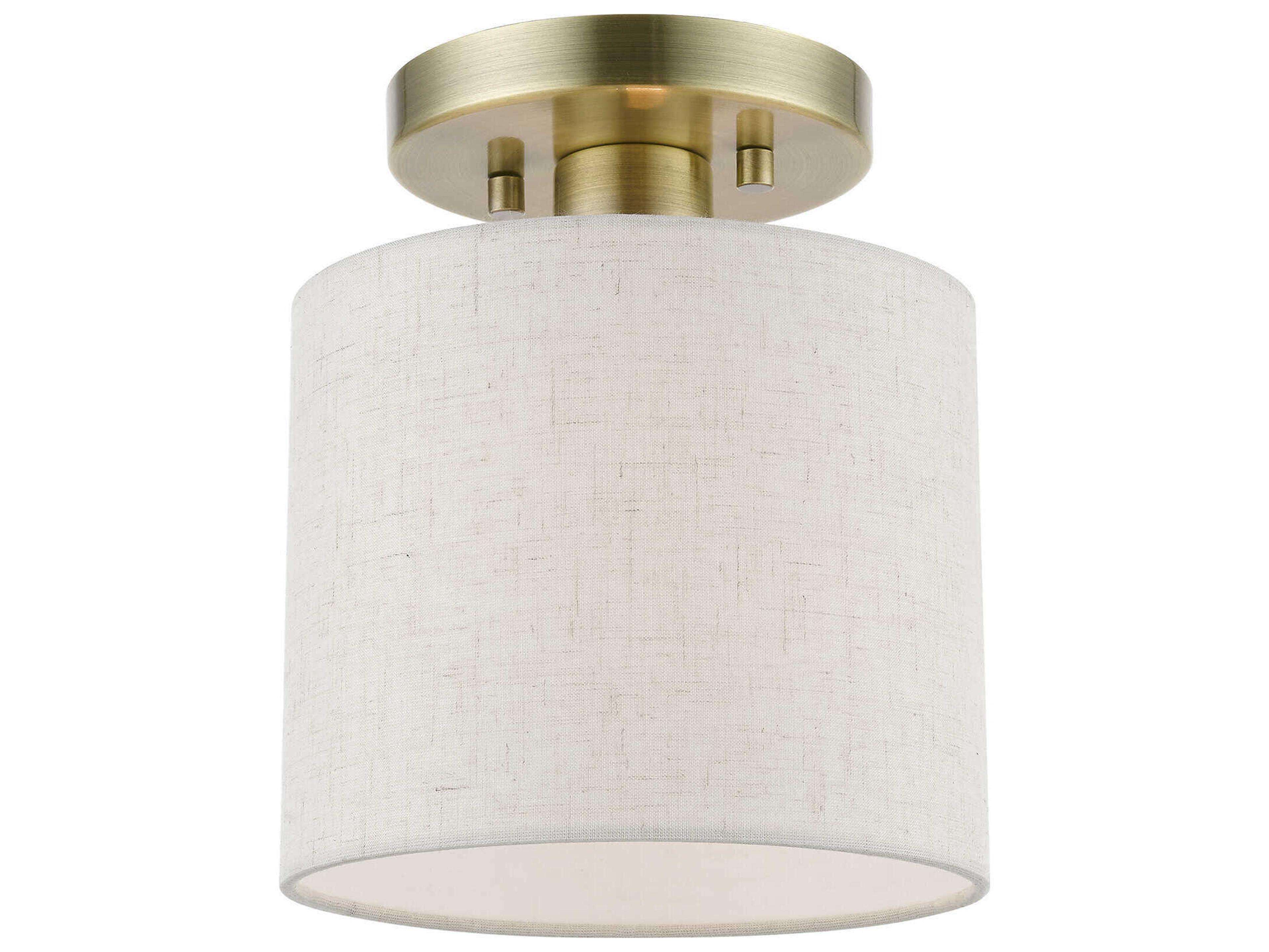 Livex Lighting Blossom 1-Light Antique Brass Drum Semi Flush Mount