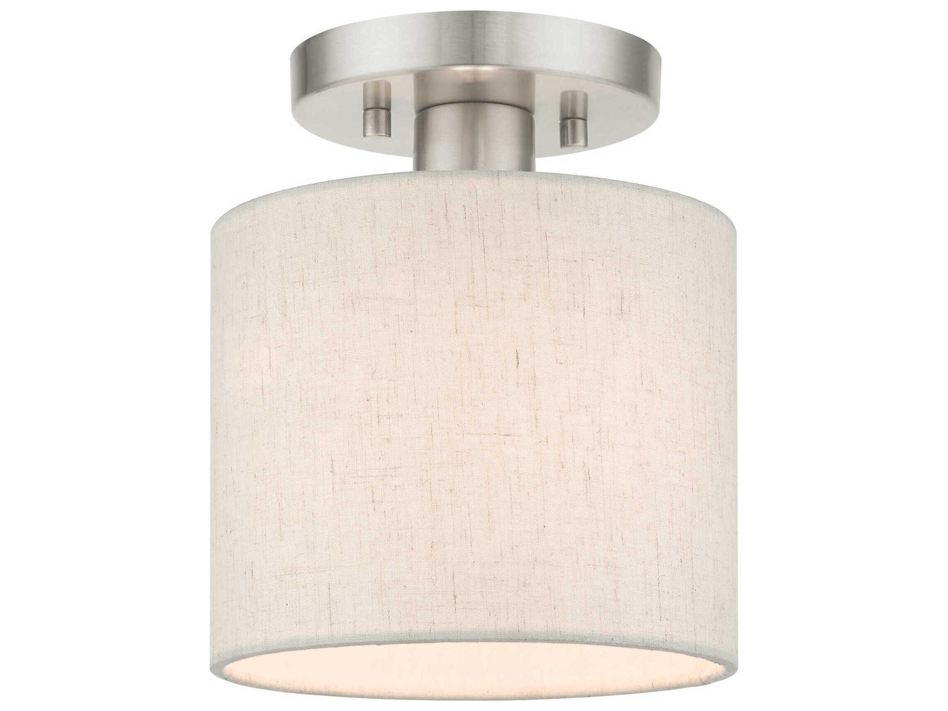 Livex Lighting Meadow 1-Light Brushed Nickel Drum Semi Flush Mount