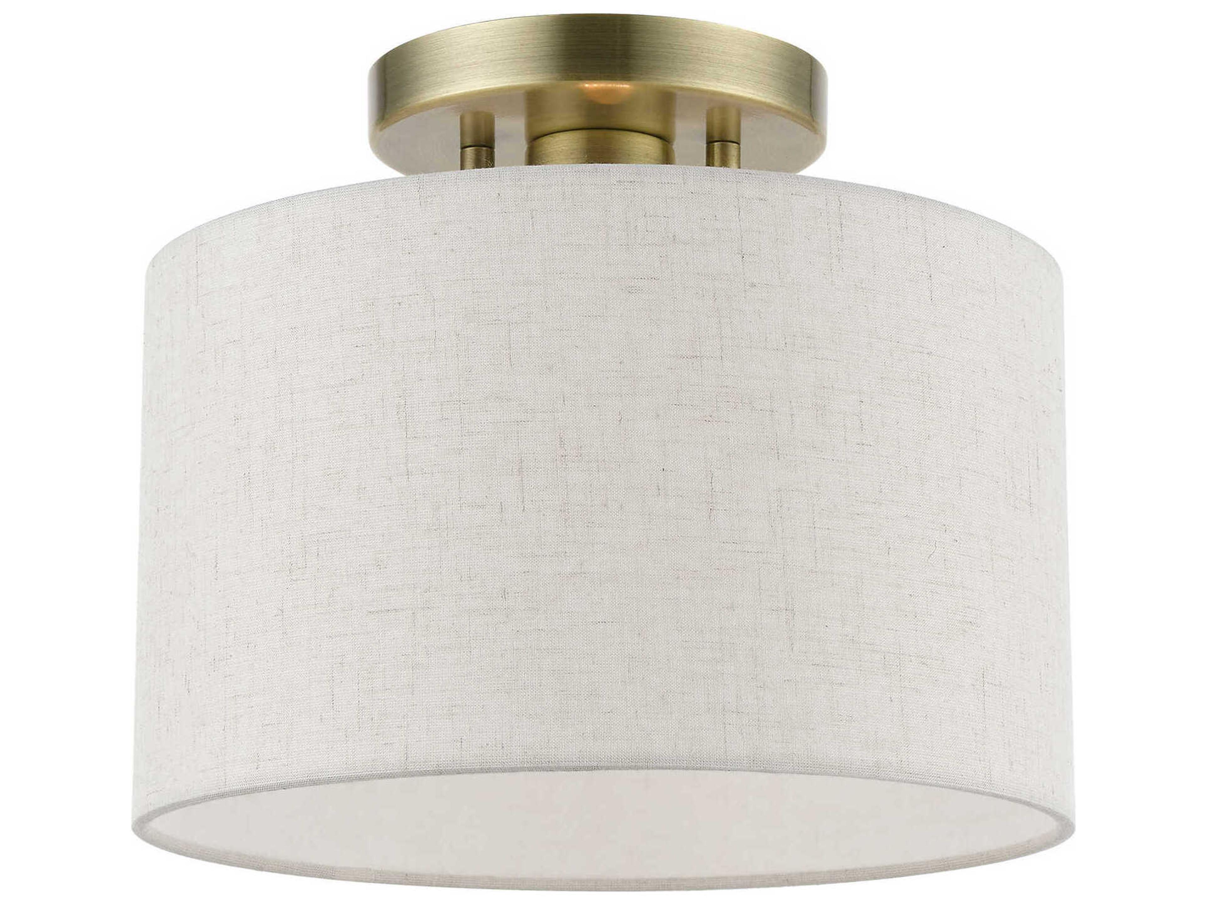 Livex Lighting Blossom 1-Light Antique Brass Drum Semi Flush Mount