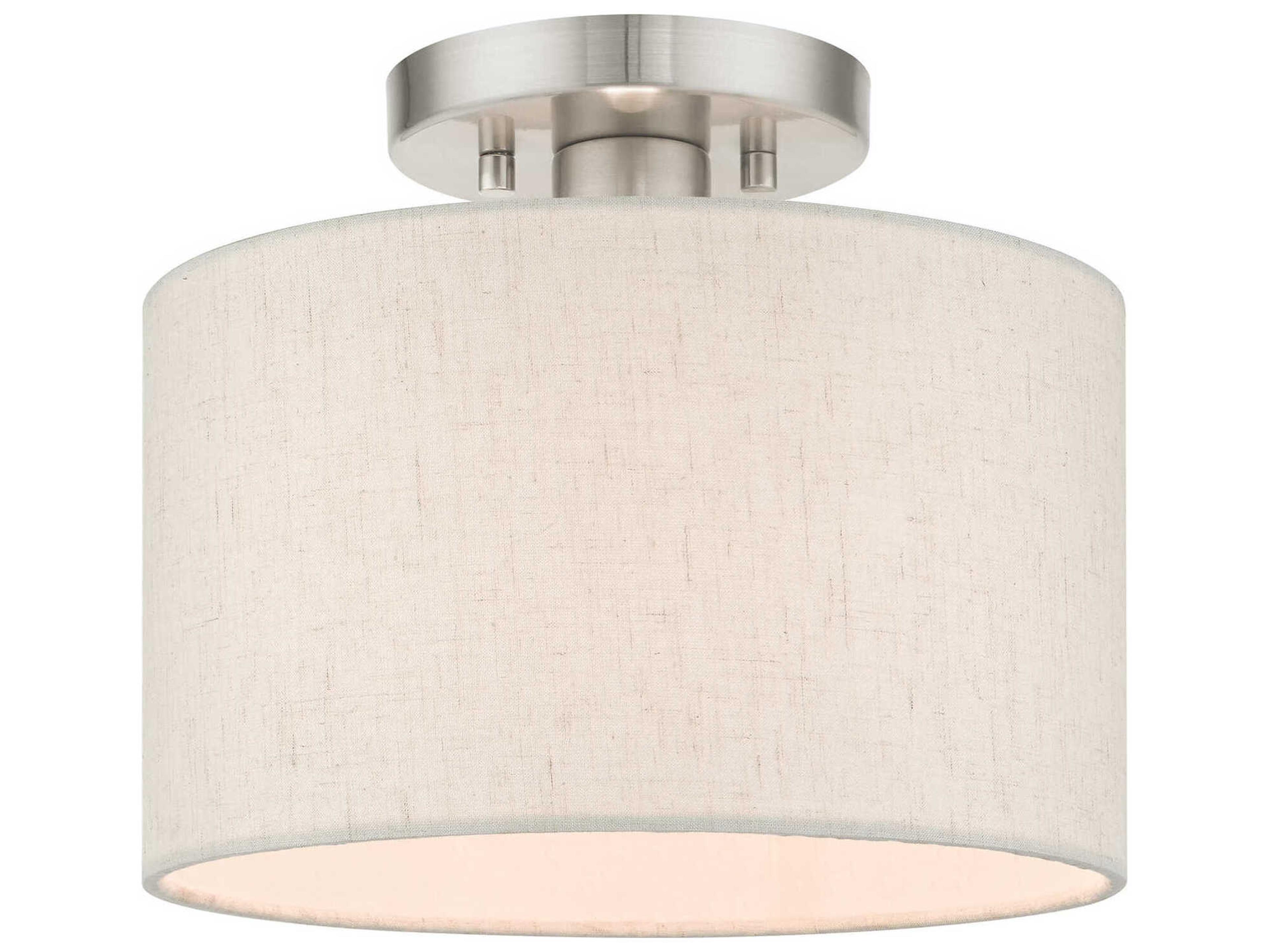 Livex Lighting Meadow 1-Light Brushed Nickel Drum Semi Flush Mount