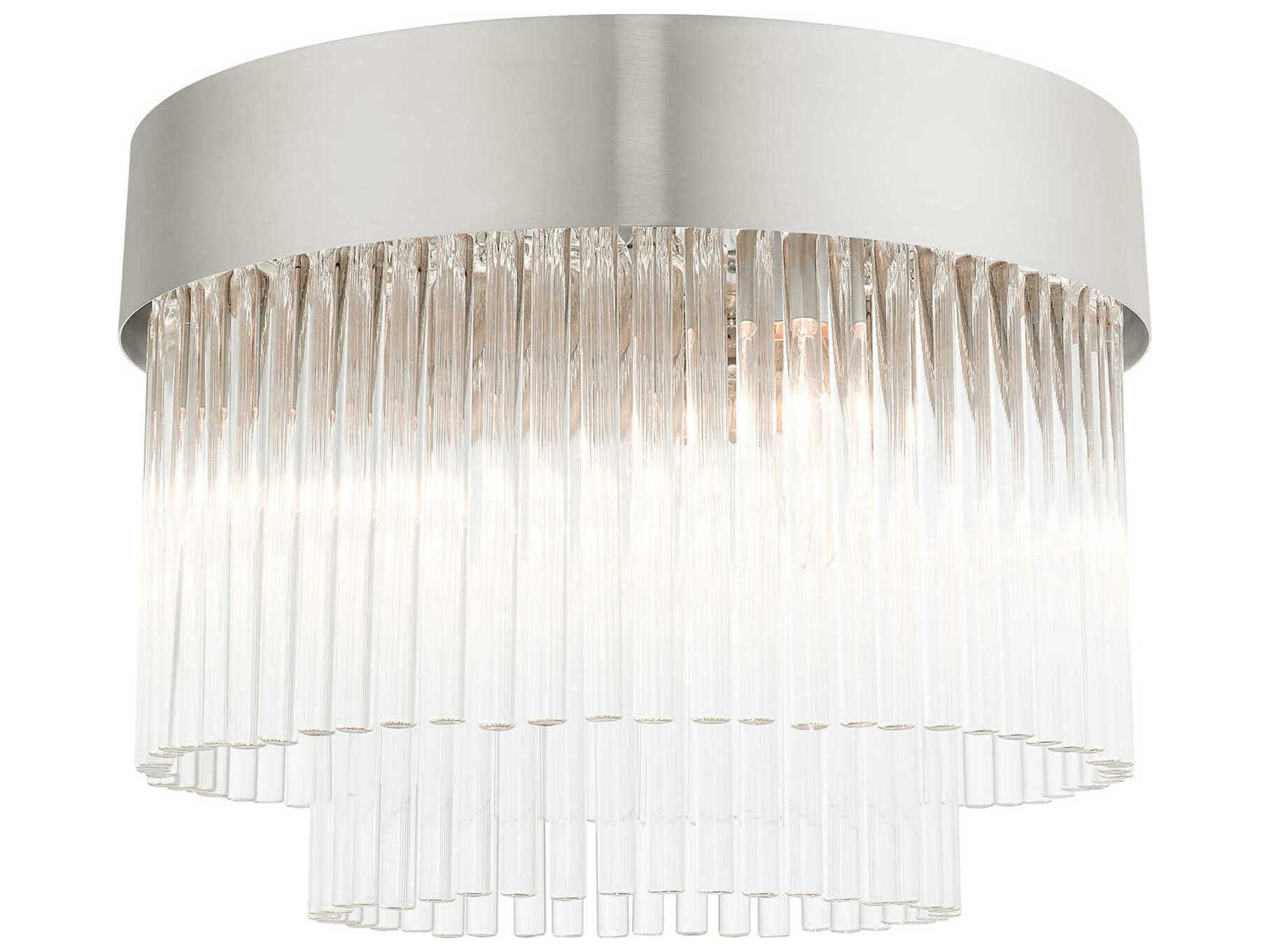 Livex Lighting Norwich 4-Light Brushed Nickel Crystal Drum Flush Mount