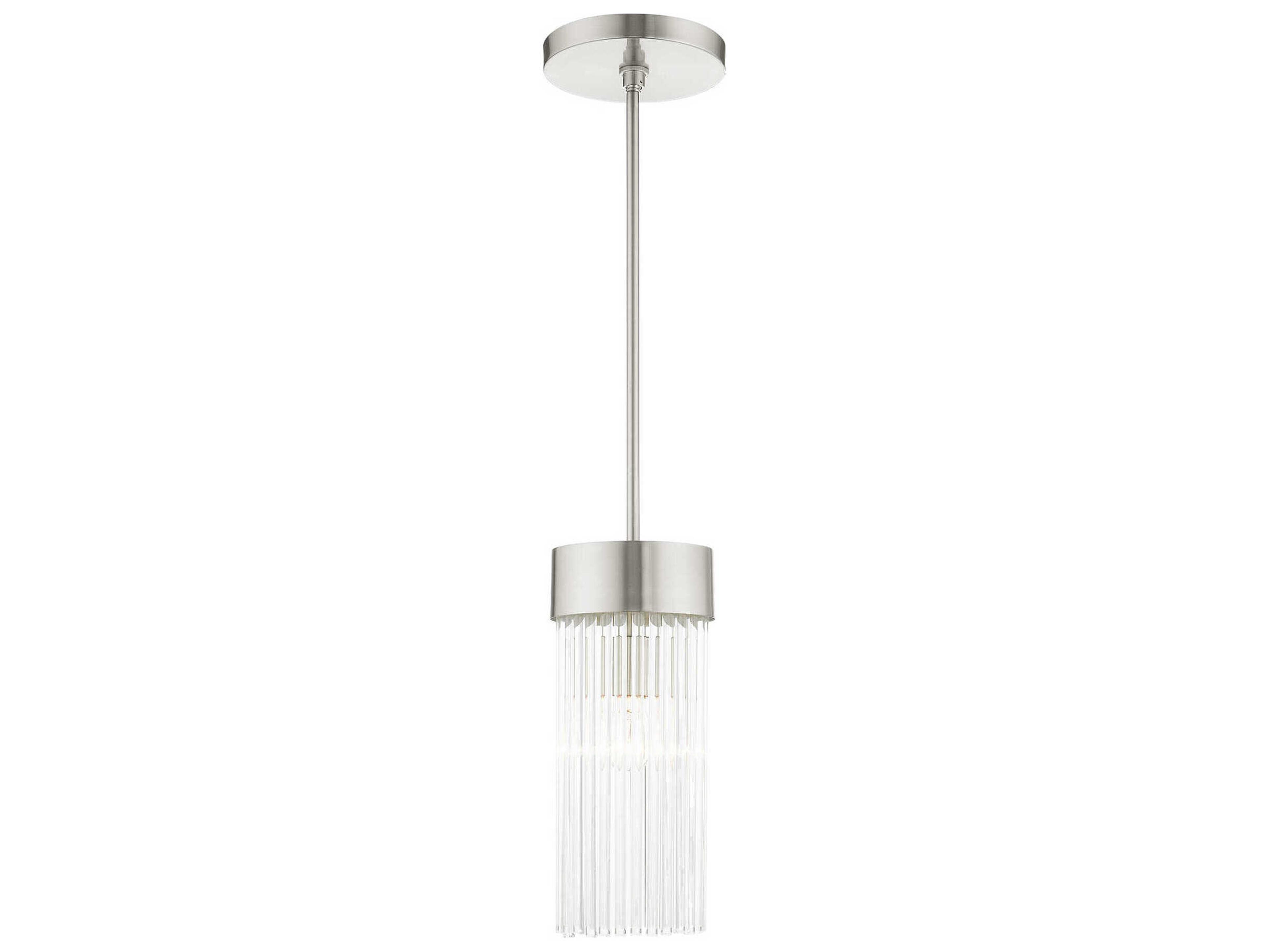 Livex Lighting Norwich 1-Light Brushed Nickel Crystal Cylinder Mini Pendant