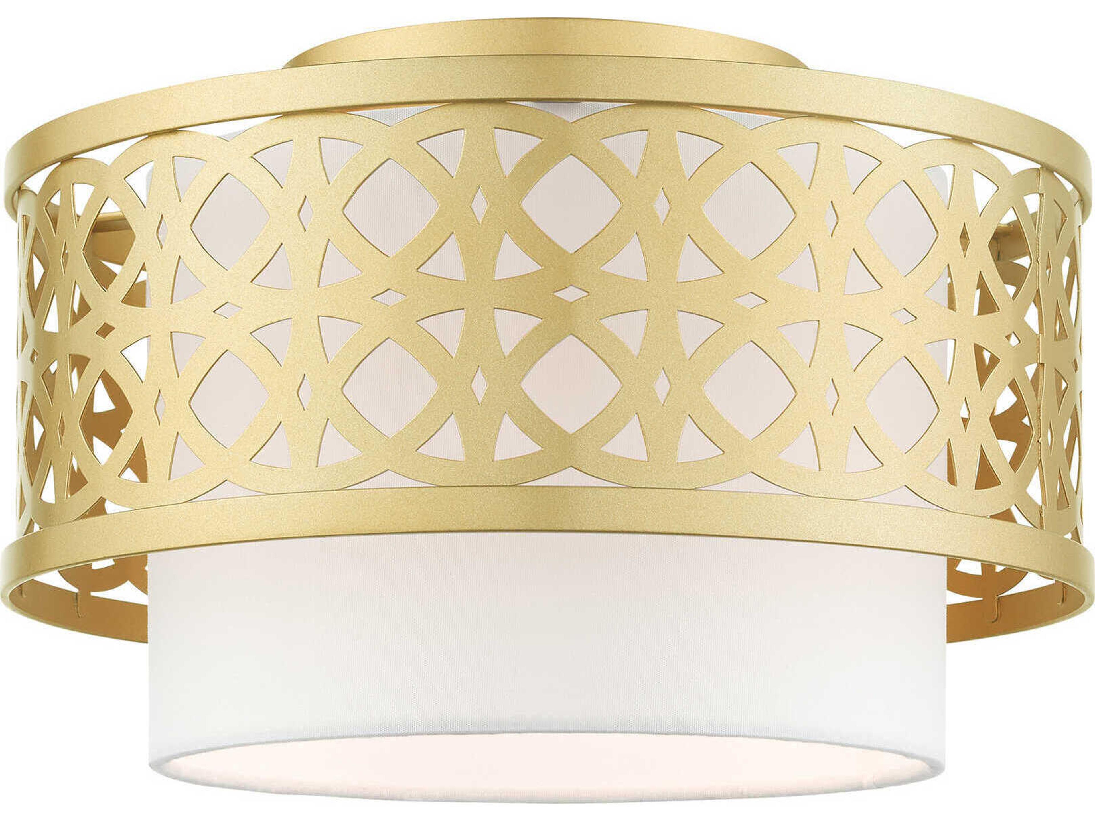 Livex Lighting Calinda 1-Light Soft Gold Drum Semi Flush Mount