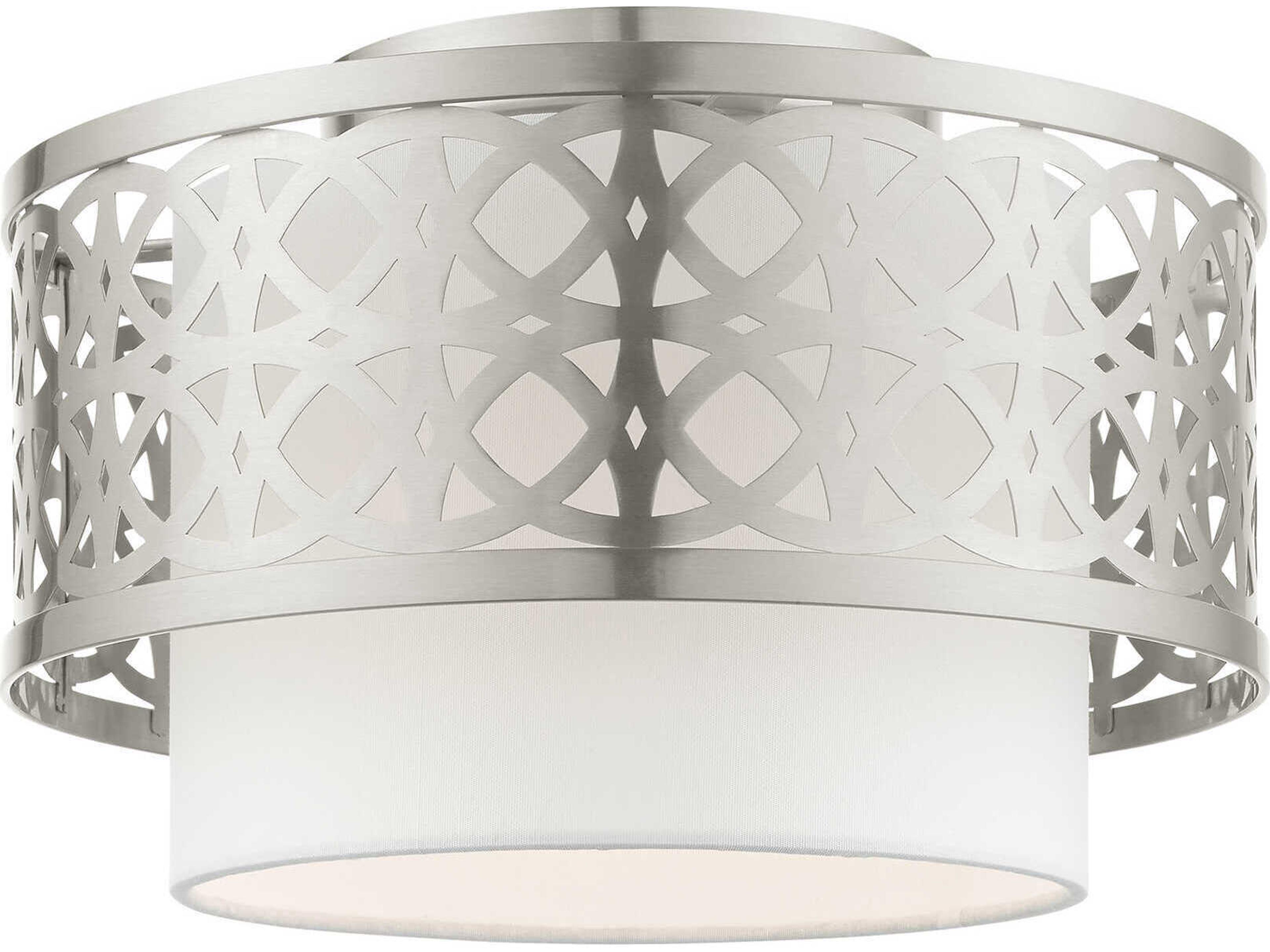 Livex Lighting Calinda 1-Light Brushed Nickel Drum Semi Flush Mount