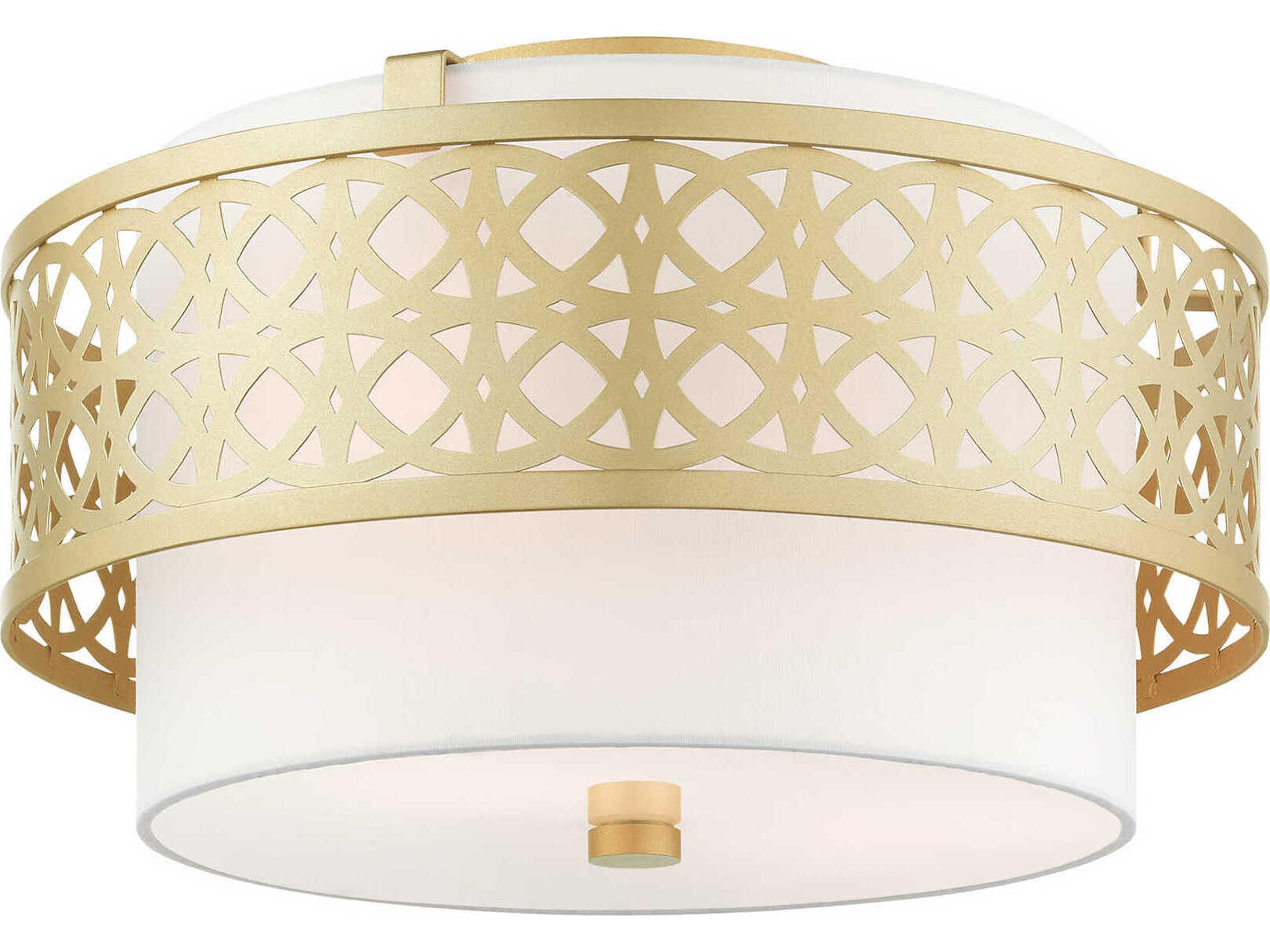 Livex Lighting Calinda 3-Light Soft Gold Drum Semi Flush Mount