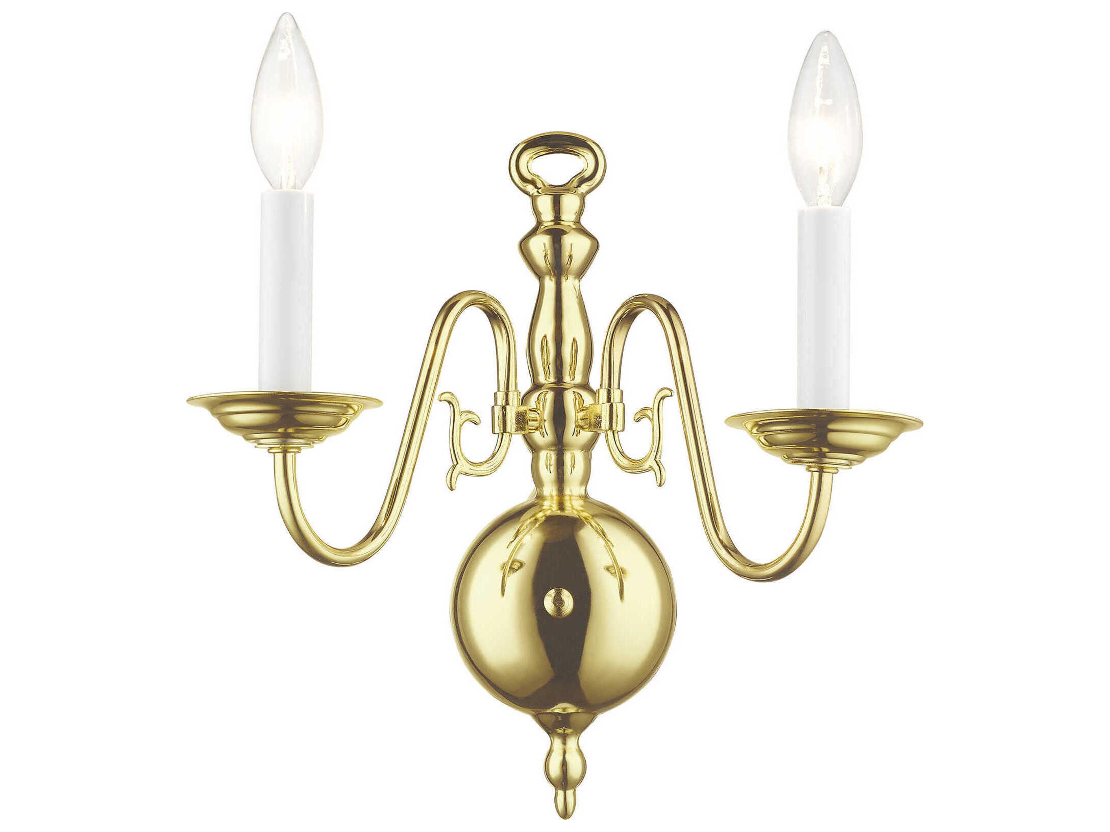 Livex Lighting Williamsburgh 2-Light Polished Brass Wall Sconce