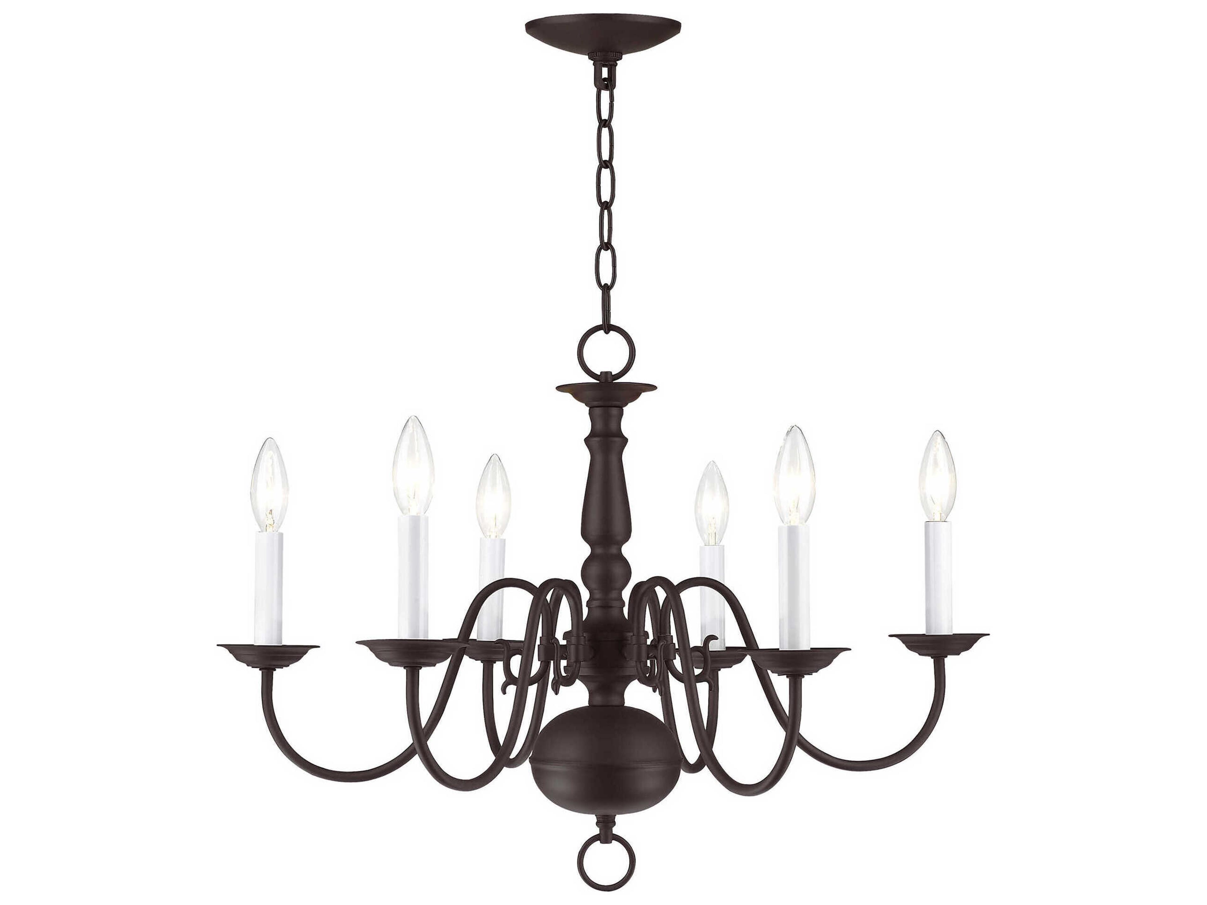 Livex Lighting Williamsburgh 6-Light Bronze Candelabra Chandelier