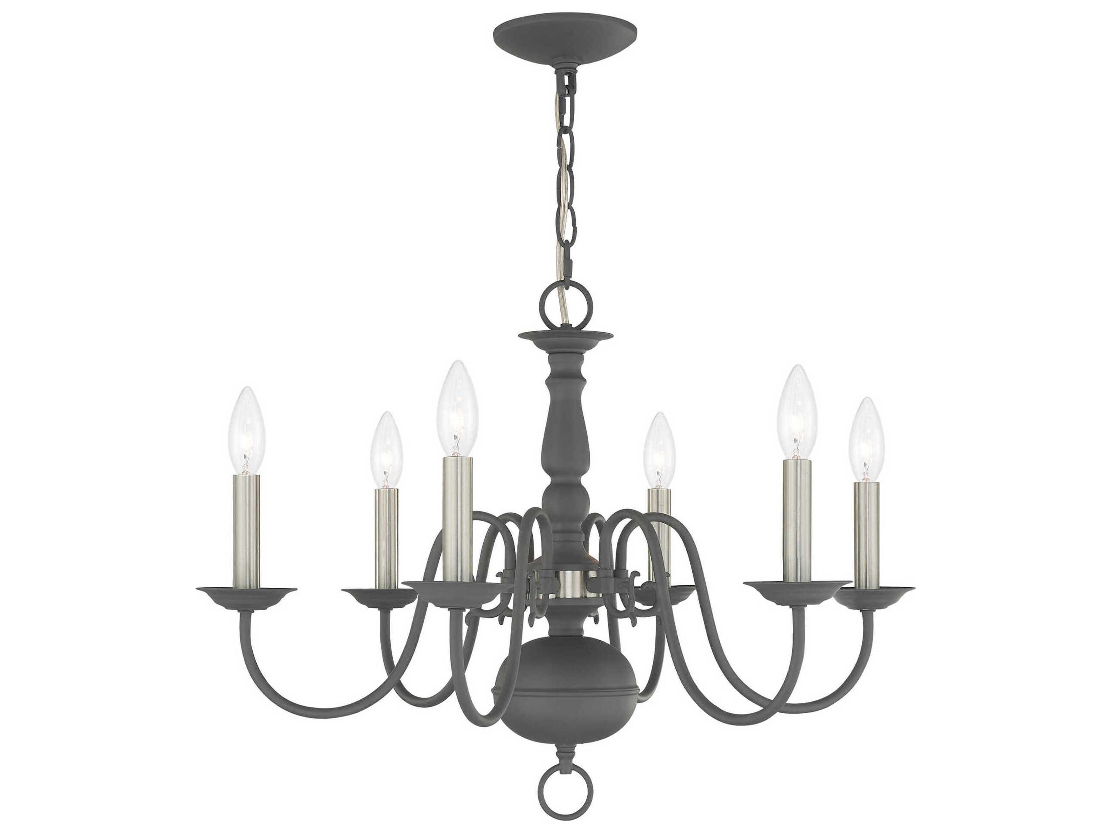 Livex Lighting Williamsburgh 6-Light Scandinavian Gray Candelabra Chandelier