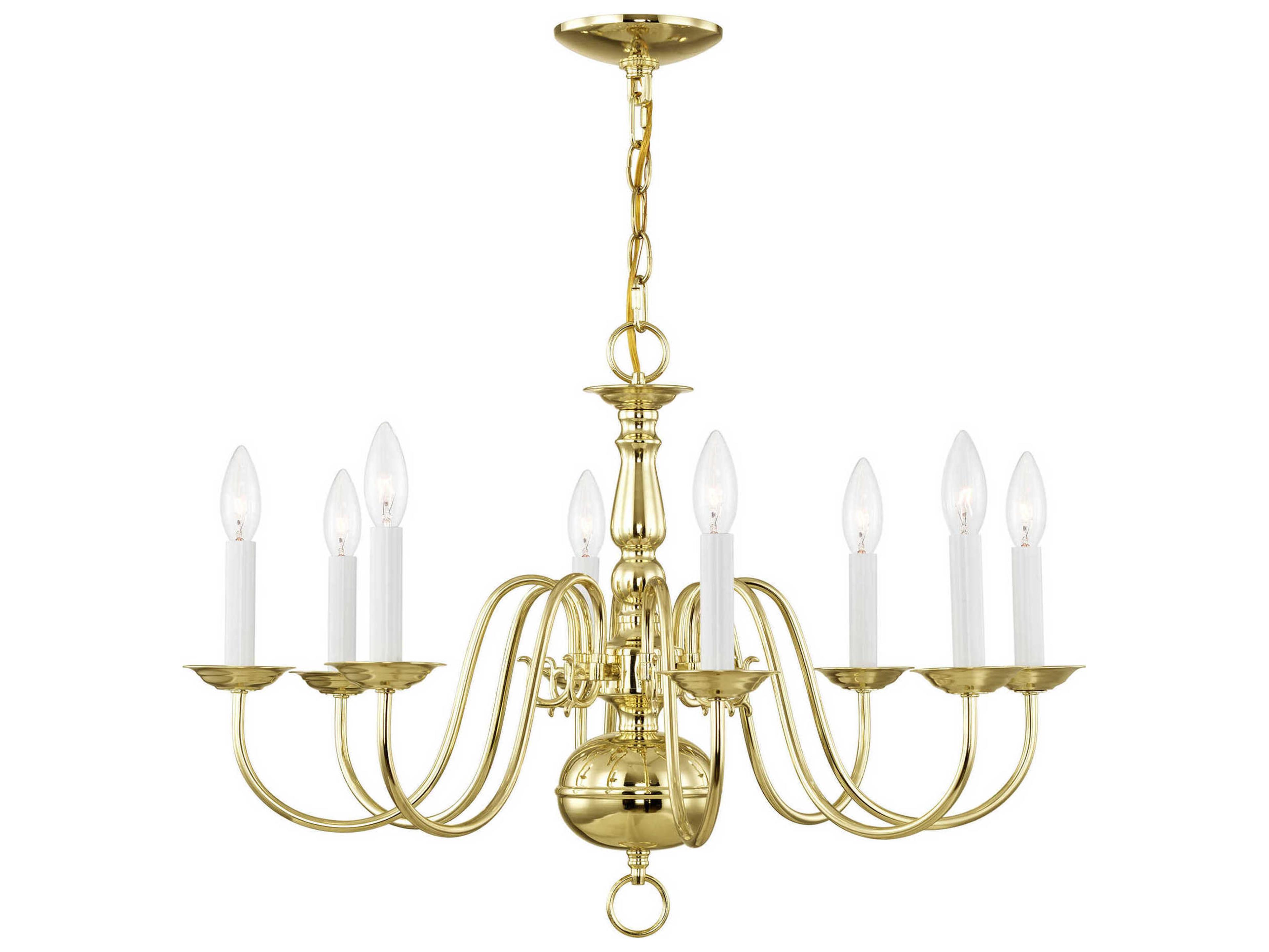 Livex Lighting Williamsburgh 8-Light Polished Brass Candelabra Chandelier