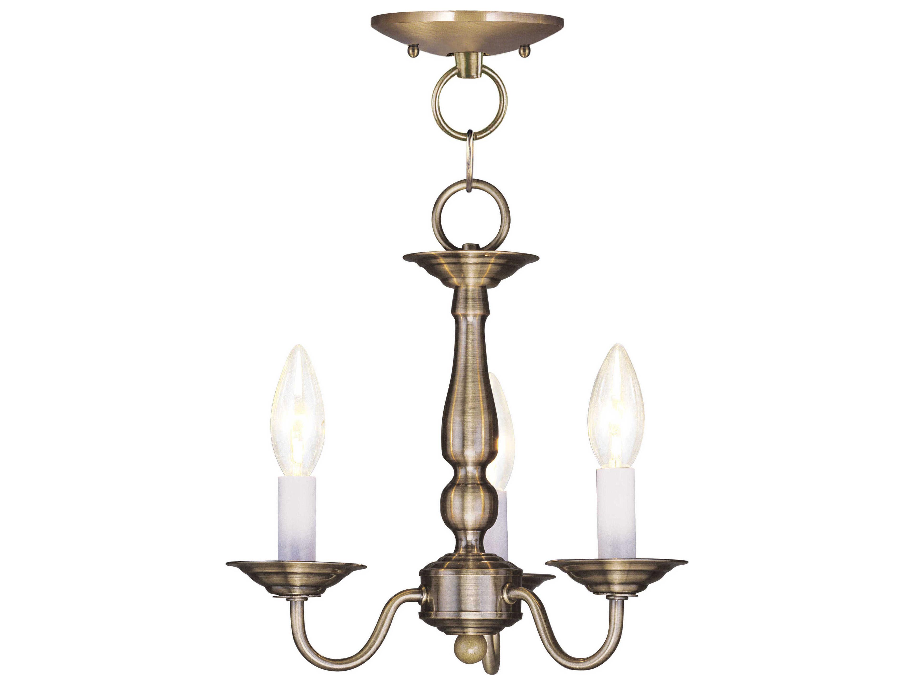 Livex Lighting Williamsburgh 3-Light Antique Brass Candelabra Chandelier