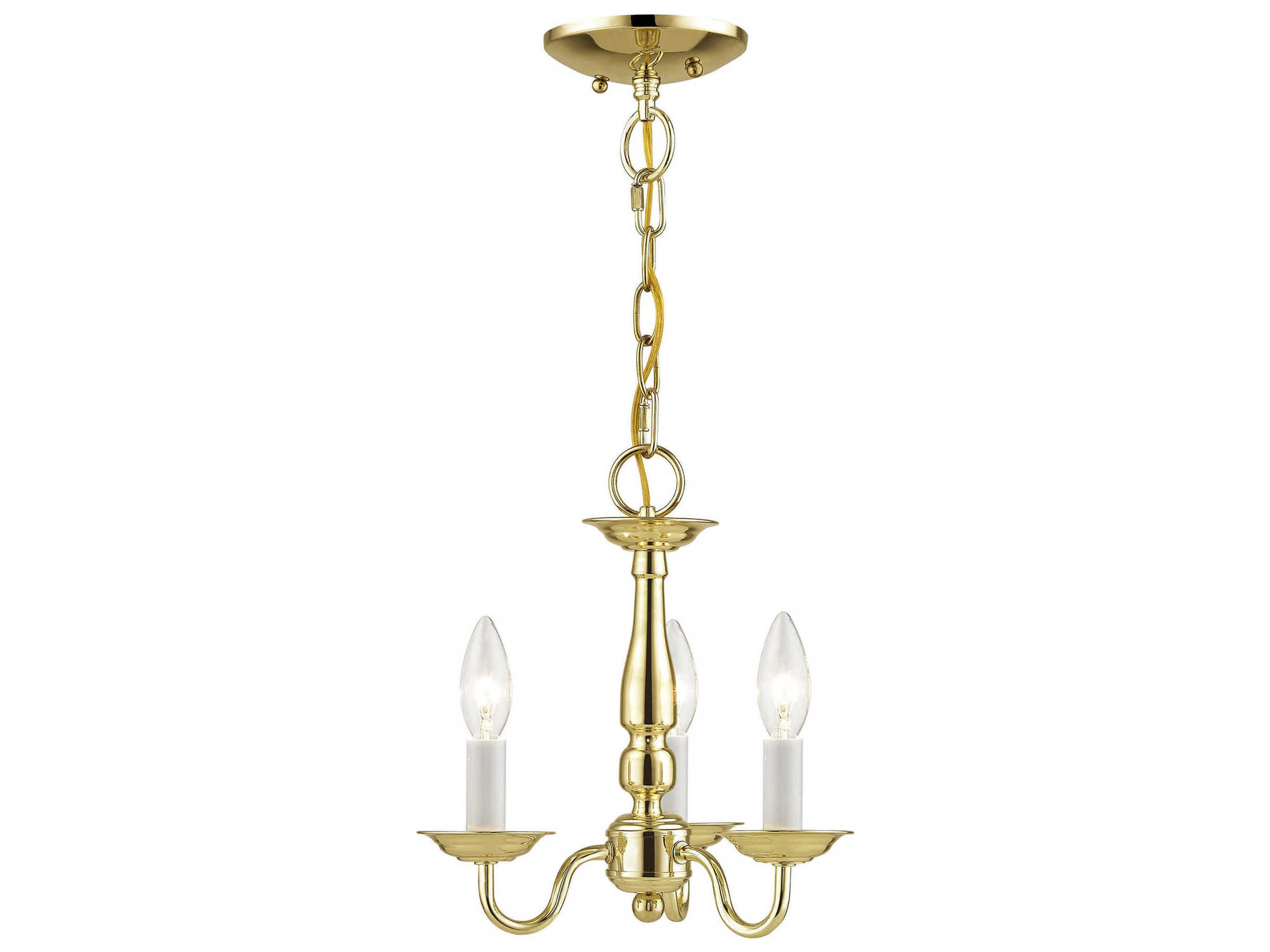 Livex Lighting Williamsburgh 3-Light Polished Brass Candelabra Chandelier