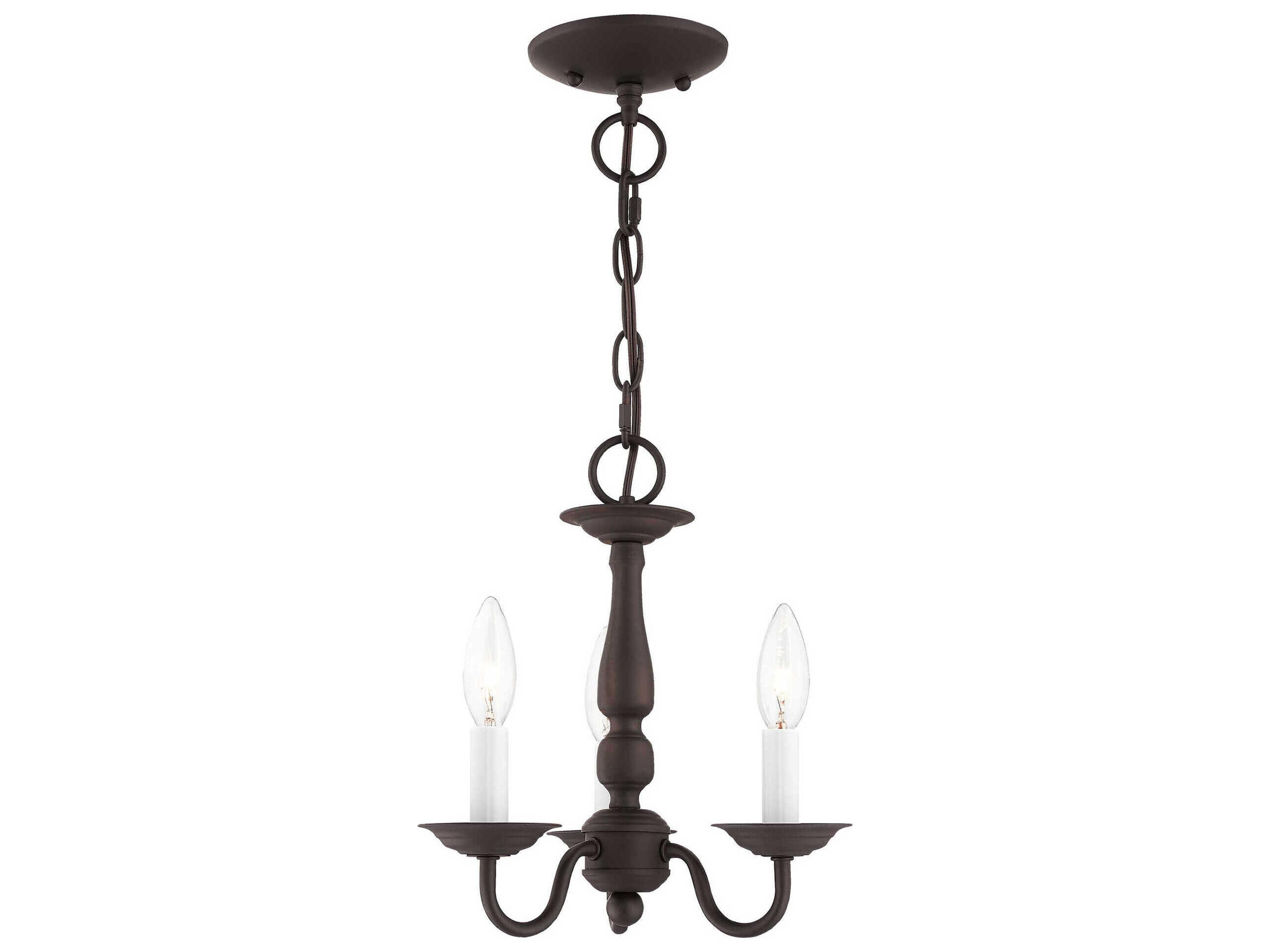 Livex Lighting Williamsburgh 3-Light Bronze Candelabra Chandelier