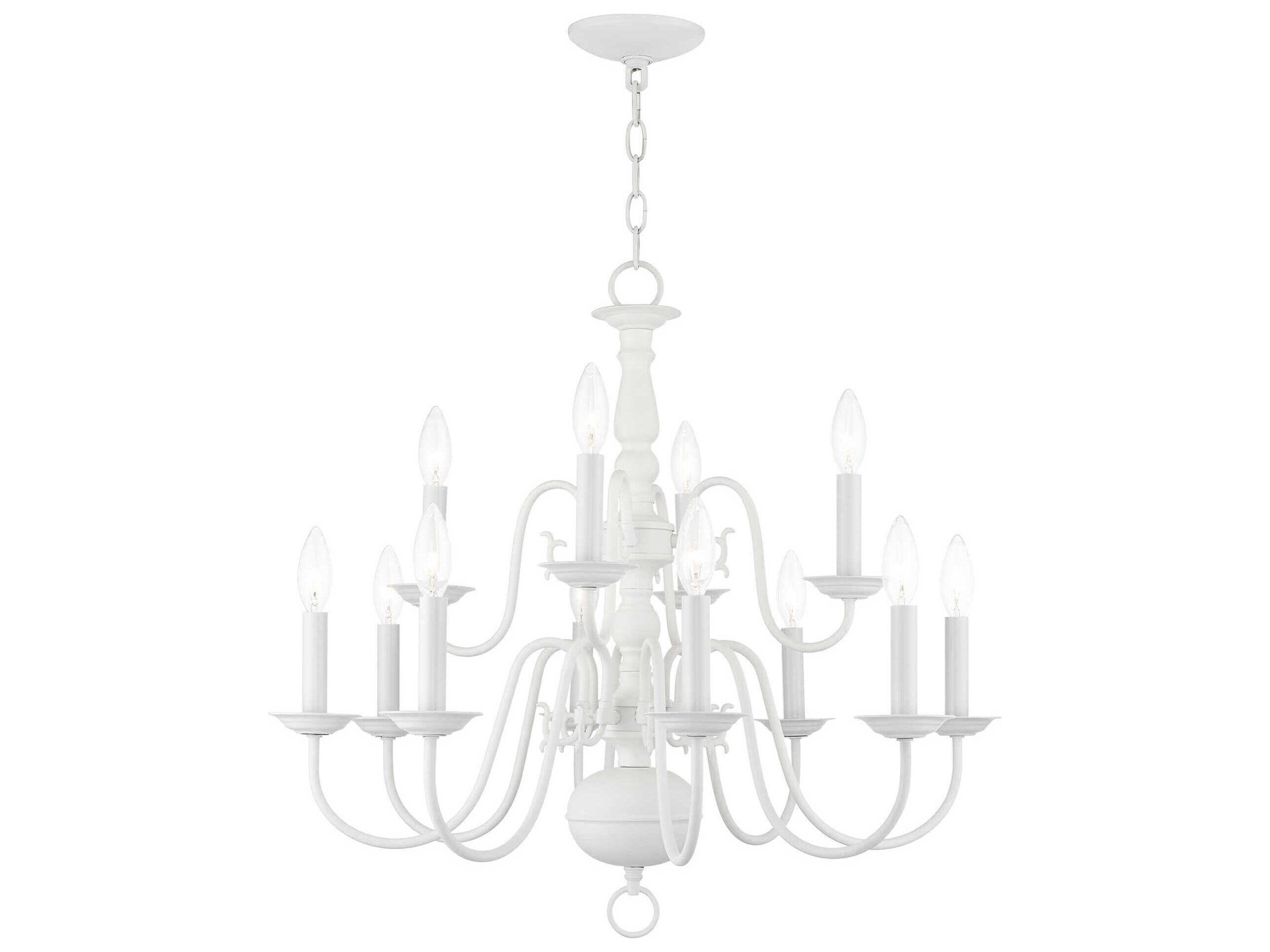 Livex Lighting Williamsburgh 12-Light White Candelabra Chandelier