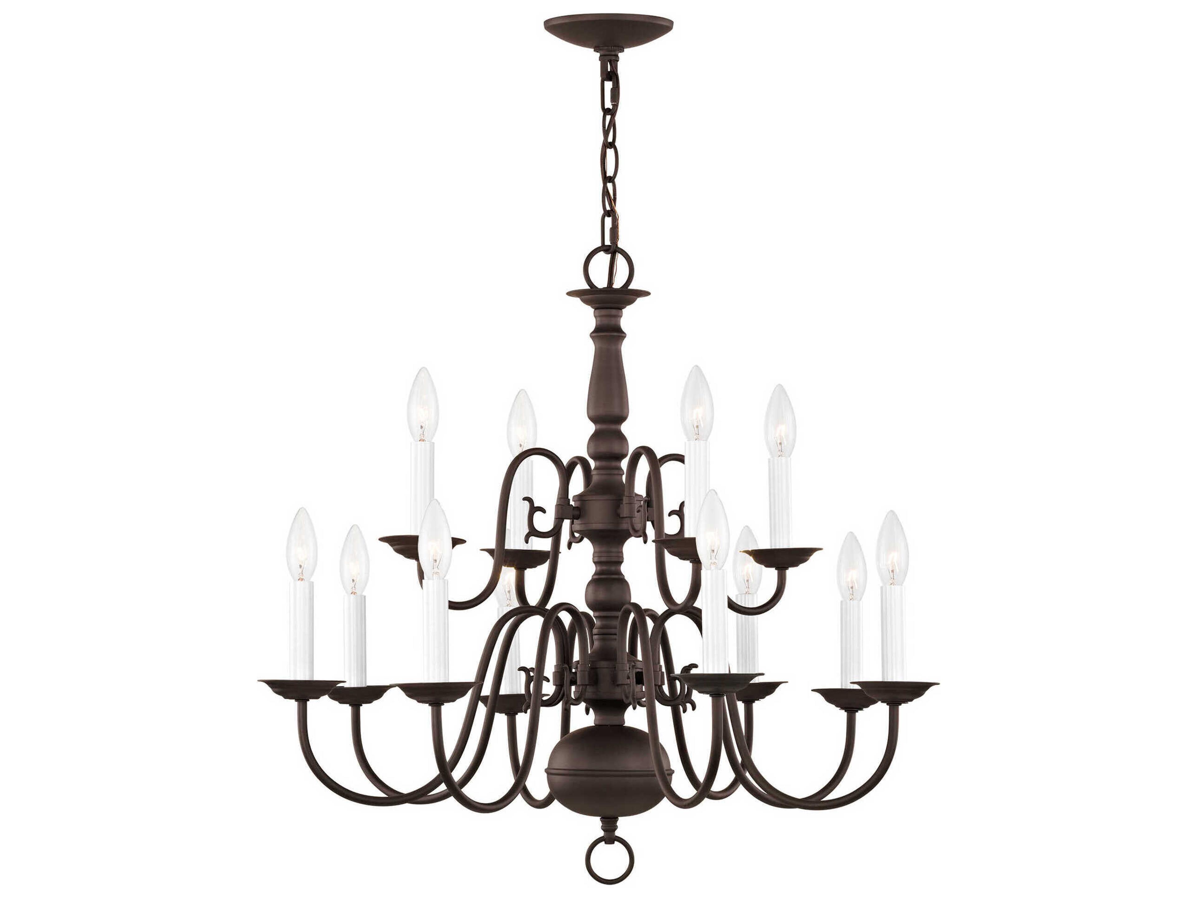 Livex Lighting Williamsburgh 12-Light Bronze Candelabra Chandelier