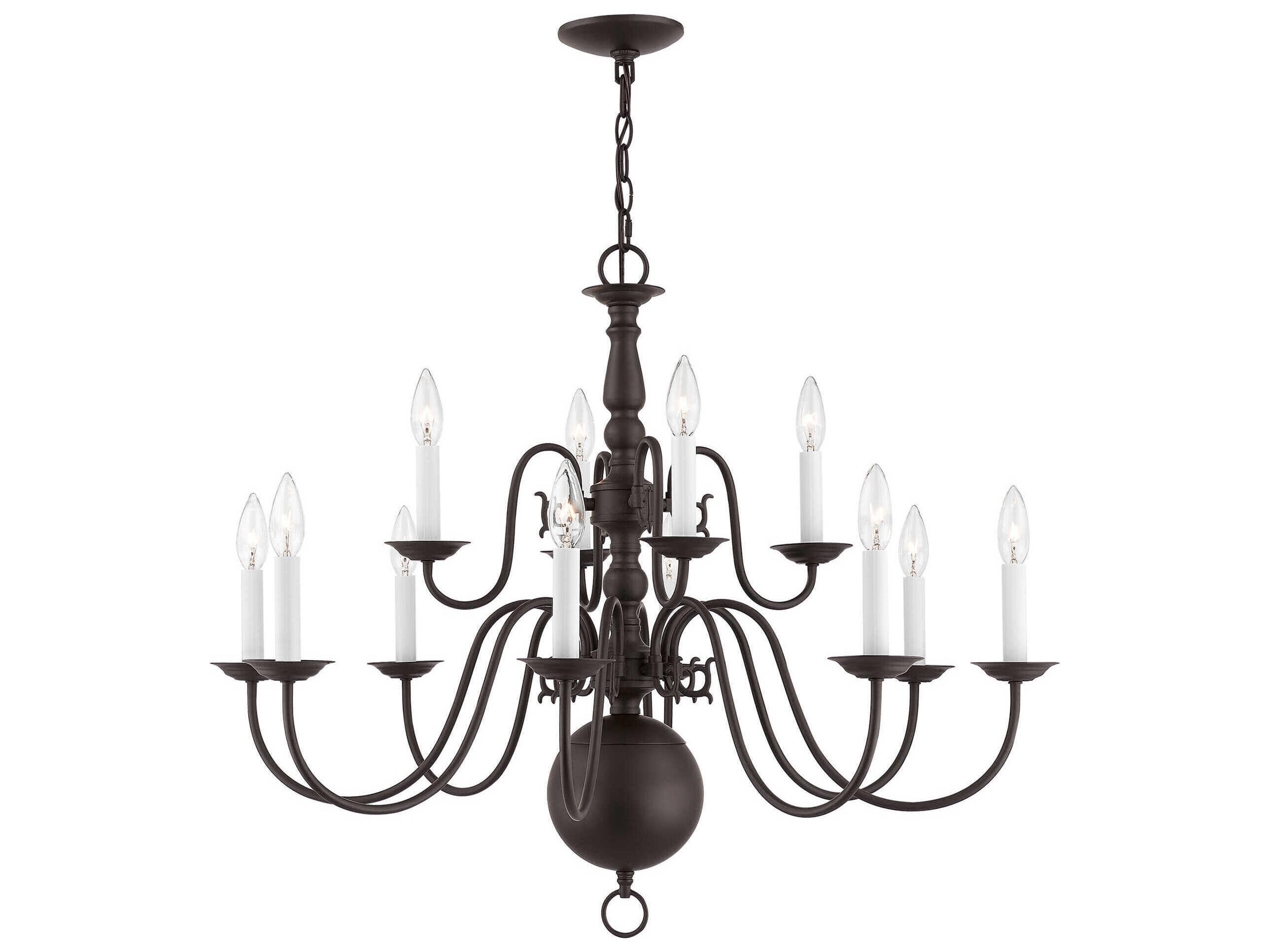 Livex Lighting Williamsburgh 12-Light Bronze Candelabra Chandelier