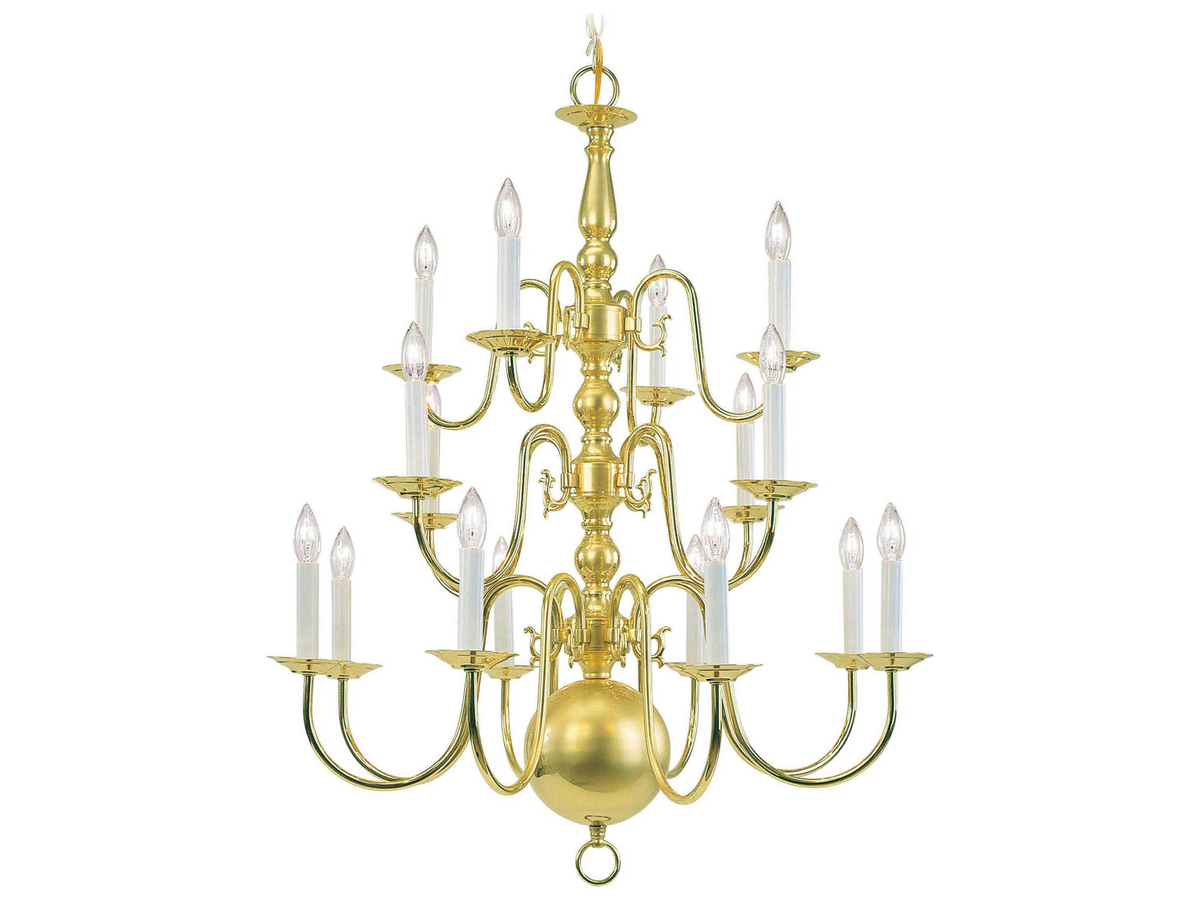 Livex Lighting Williamsburgh 16-Light6-Light Polished Brass Candelabra Chandelier