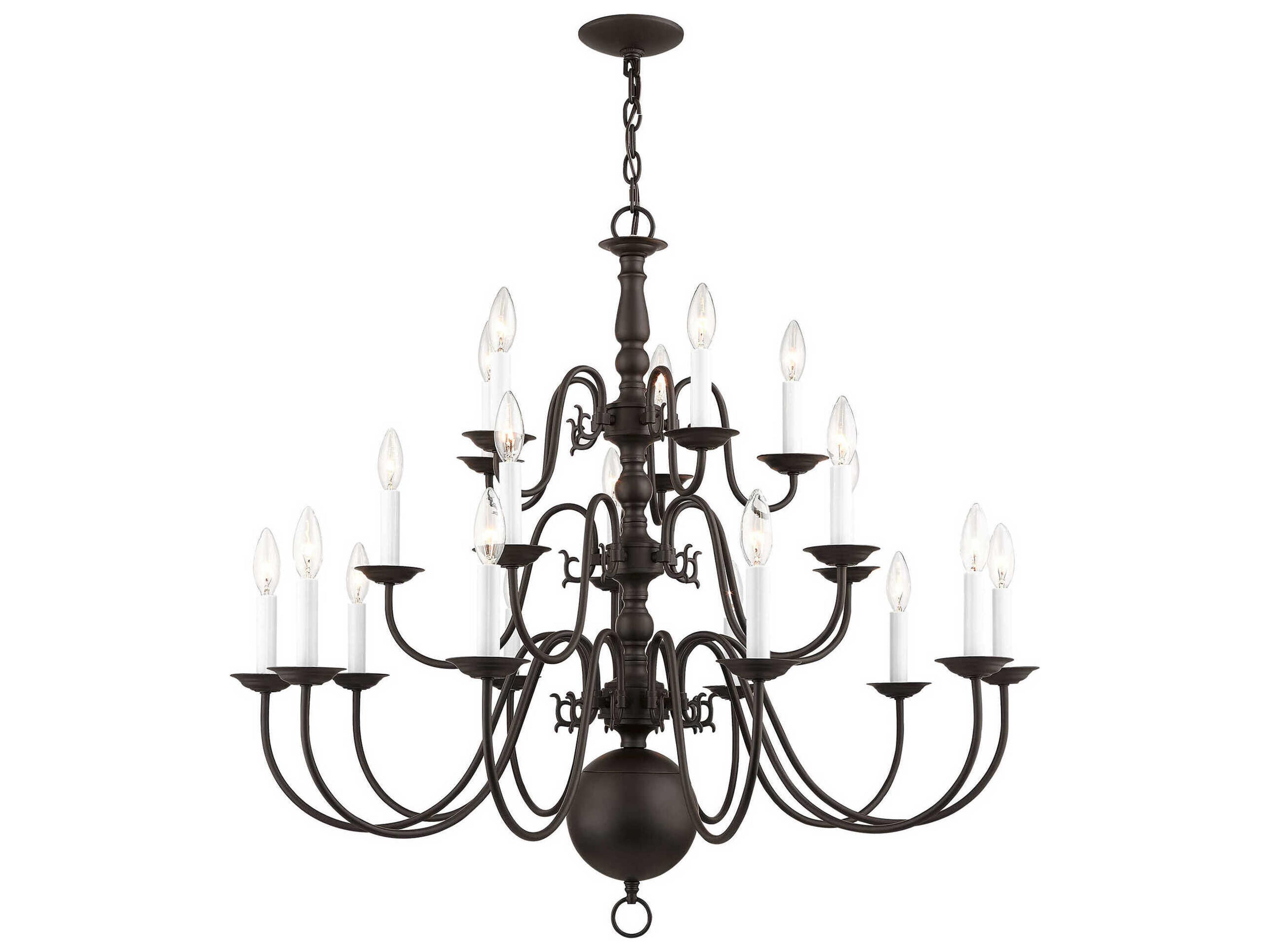 Livex Lighting Williamsburgh 20-Light Bronze Candelabra Chandelier