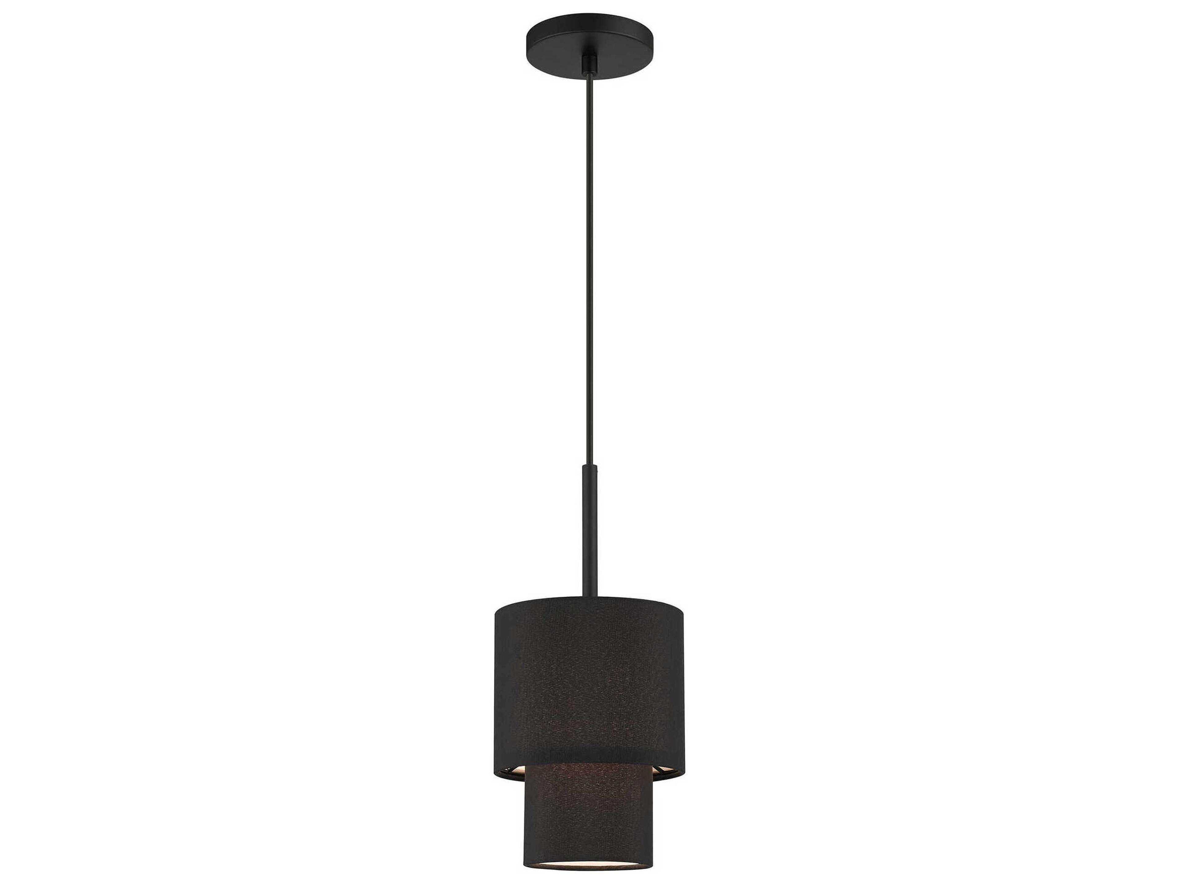 Livex Lighting Bainbridge 1-Light Black Drum Tiered Mini Pendant