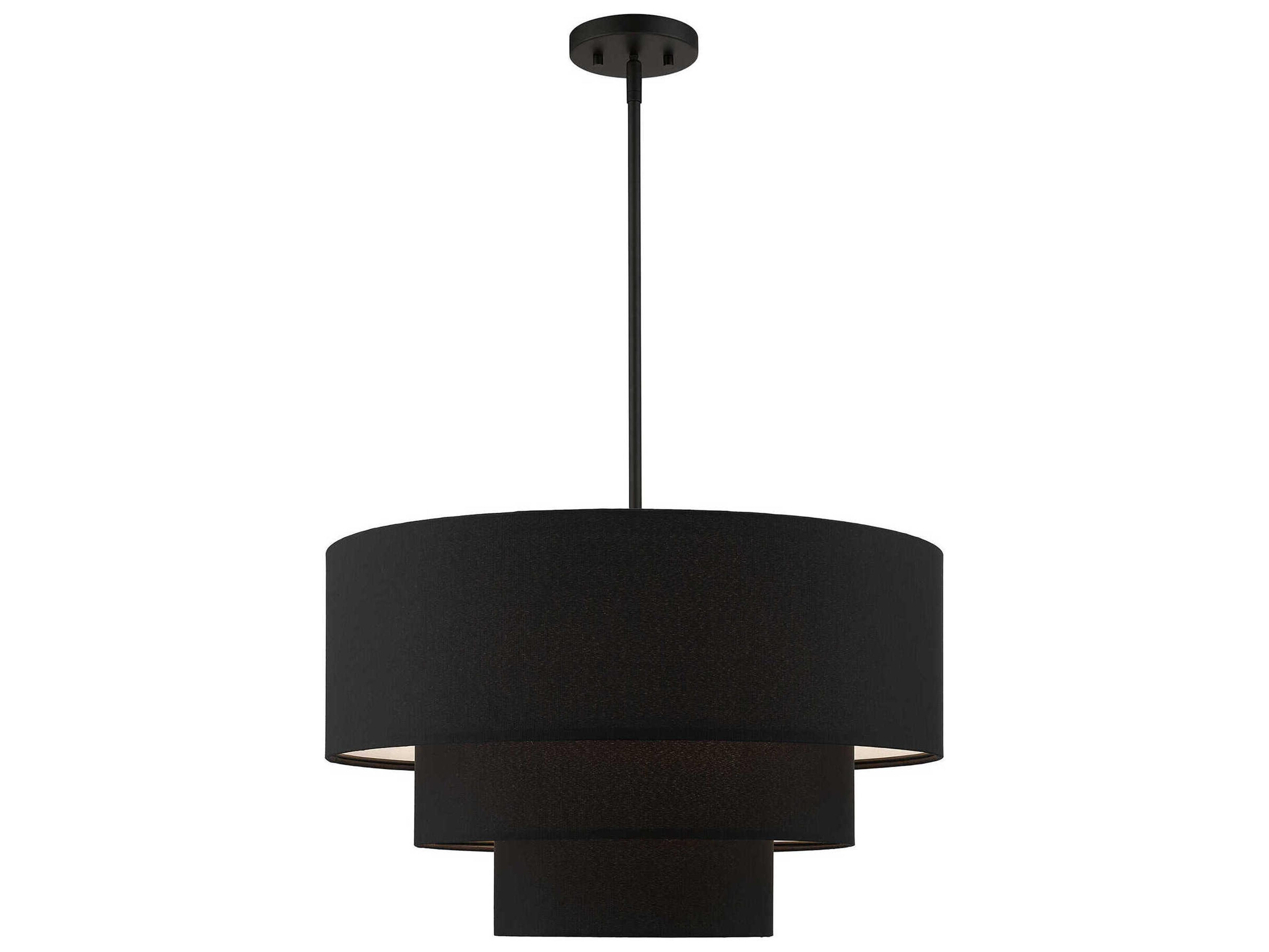Livex Lighting Bainbridge 4-Light Black Drum Tiered Pendant